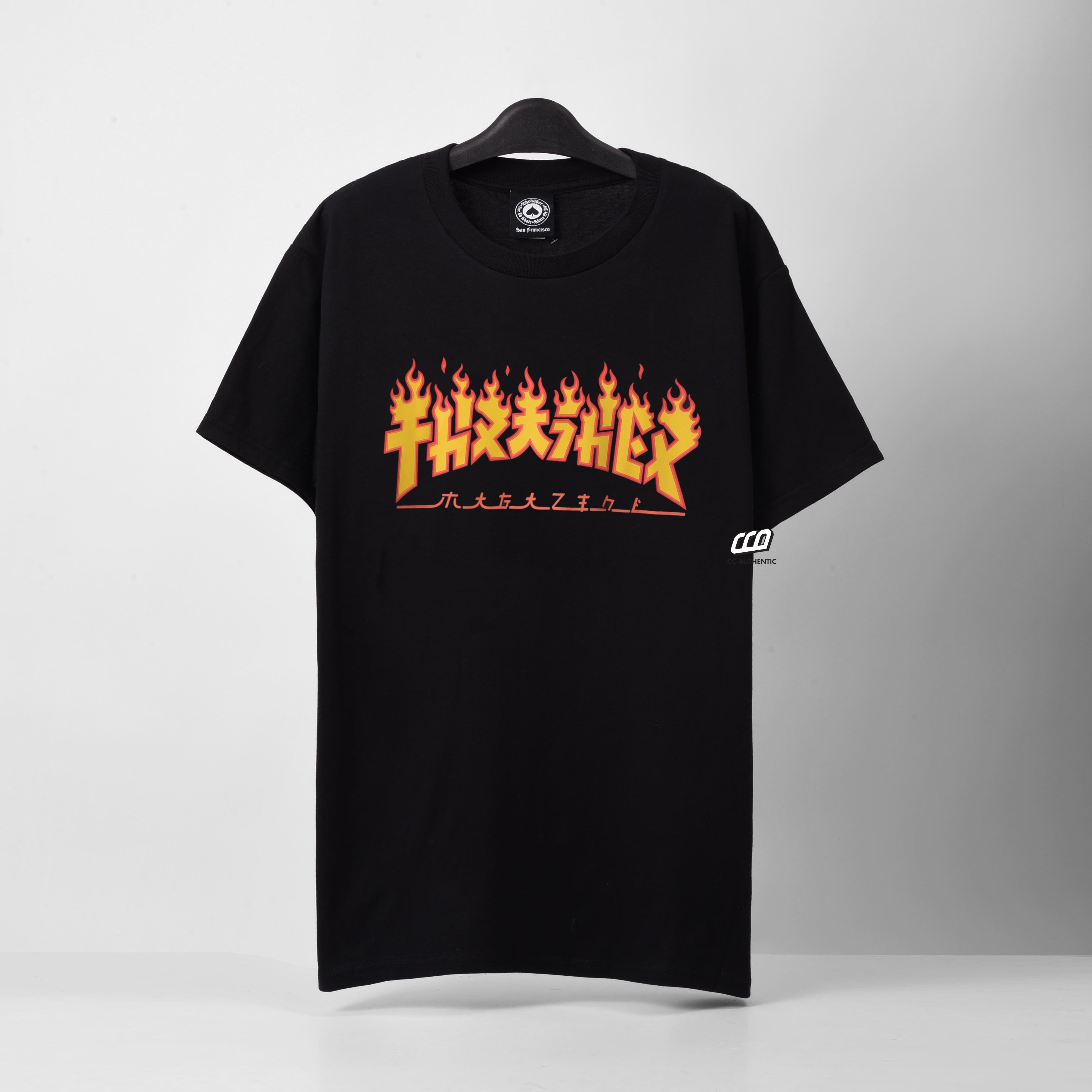THRASHER GODZILLA FLAME T-SHIRT - BLACK