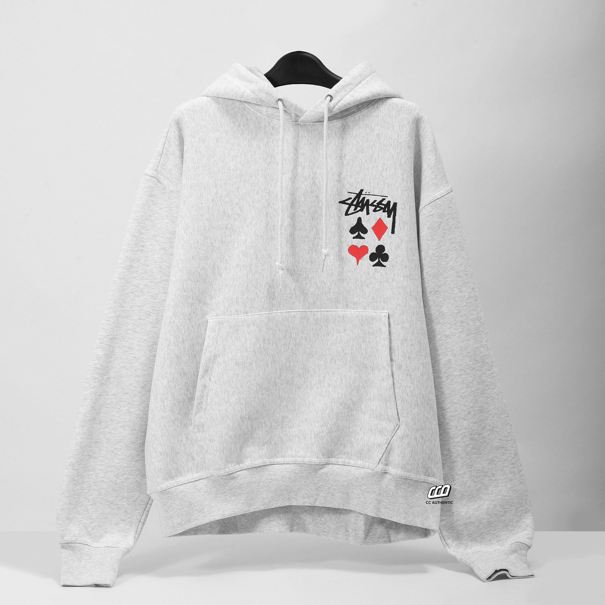 STUSSY 2 DECK HOODIE - ASH HEATHER