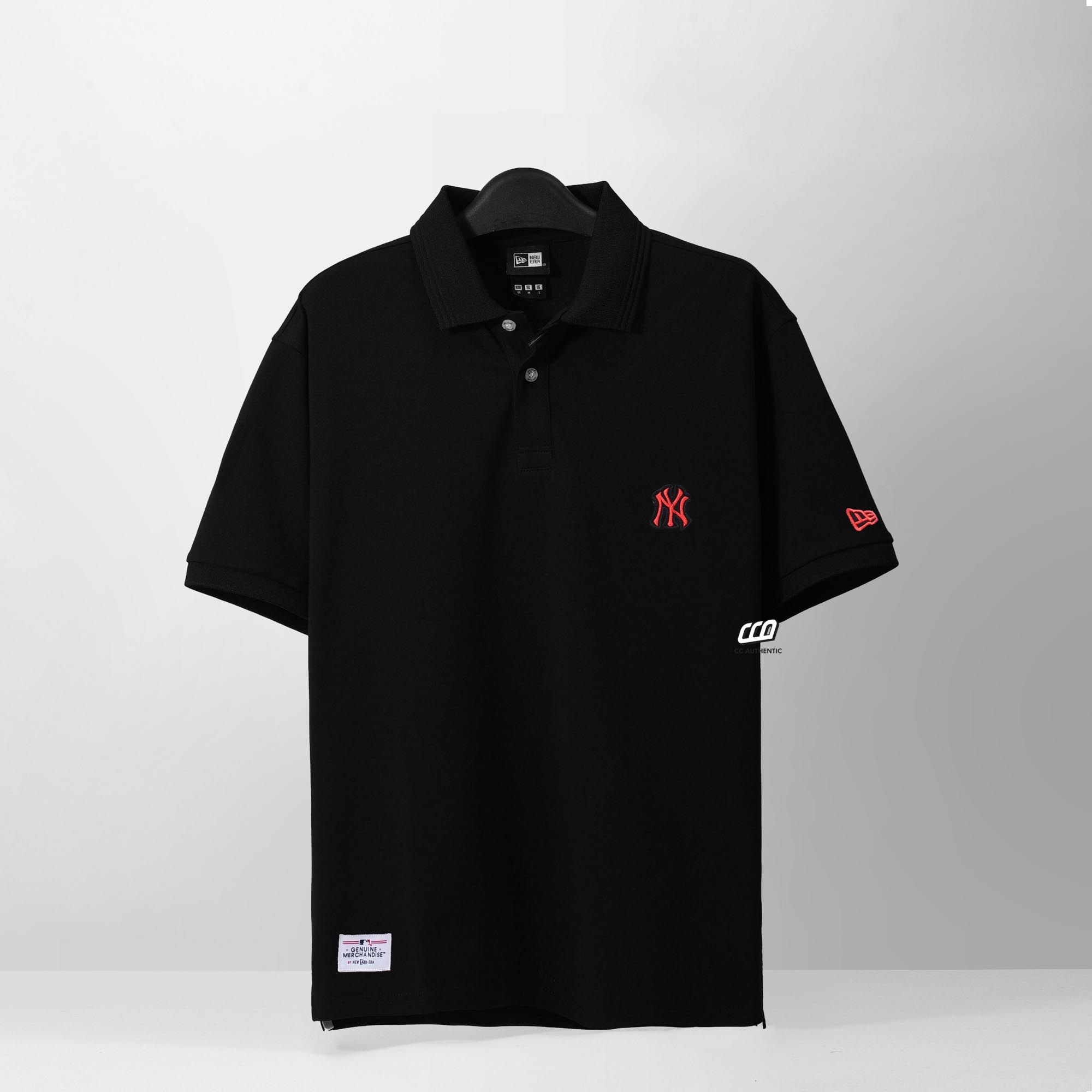 NEW ERA NY EMBROI LOGO POLO SHIRT - BLACK