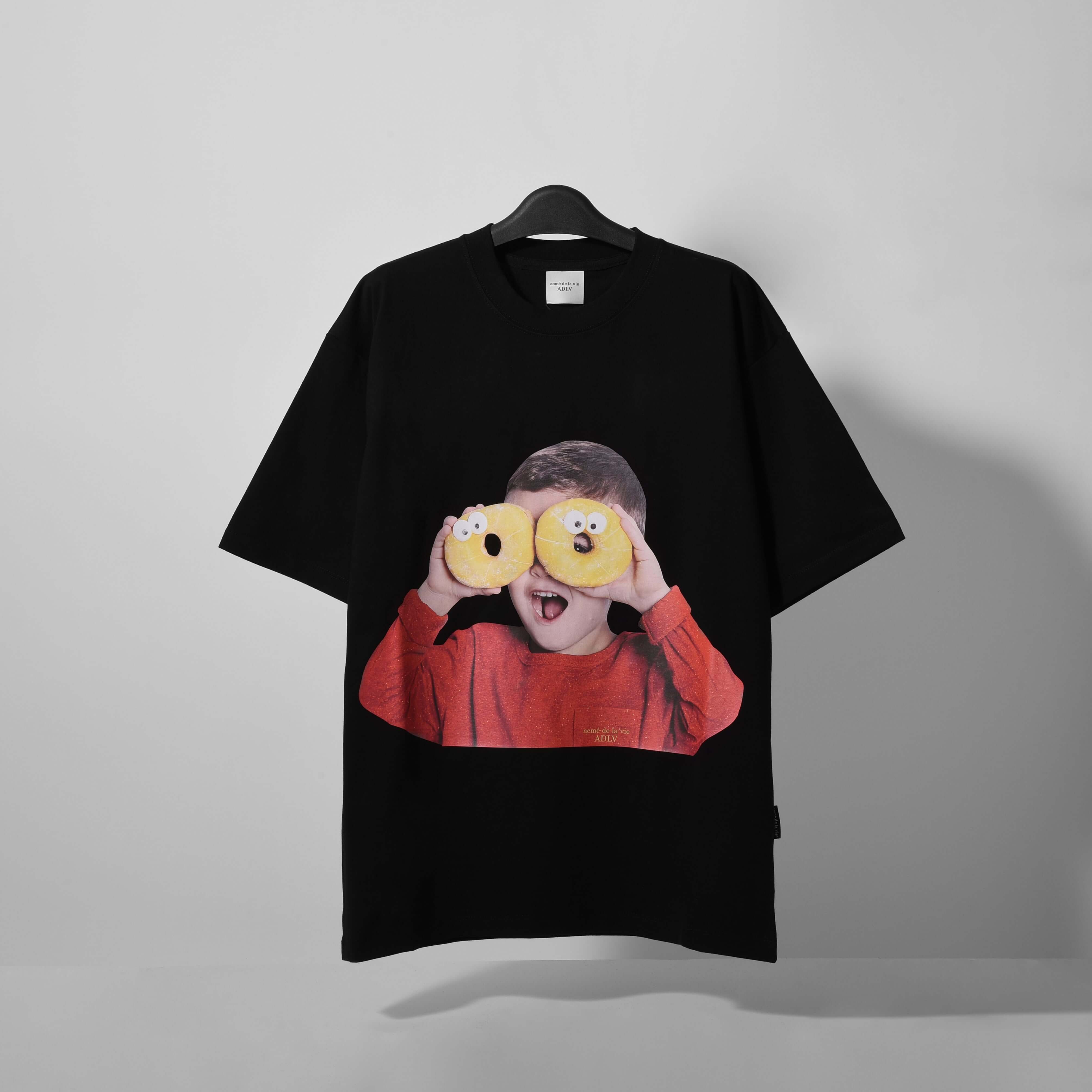 ADLV Baby Face Short Sleeve Donut 7 Tshirt - Black