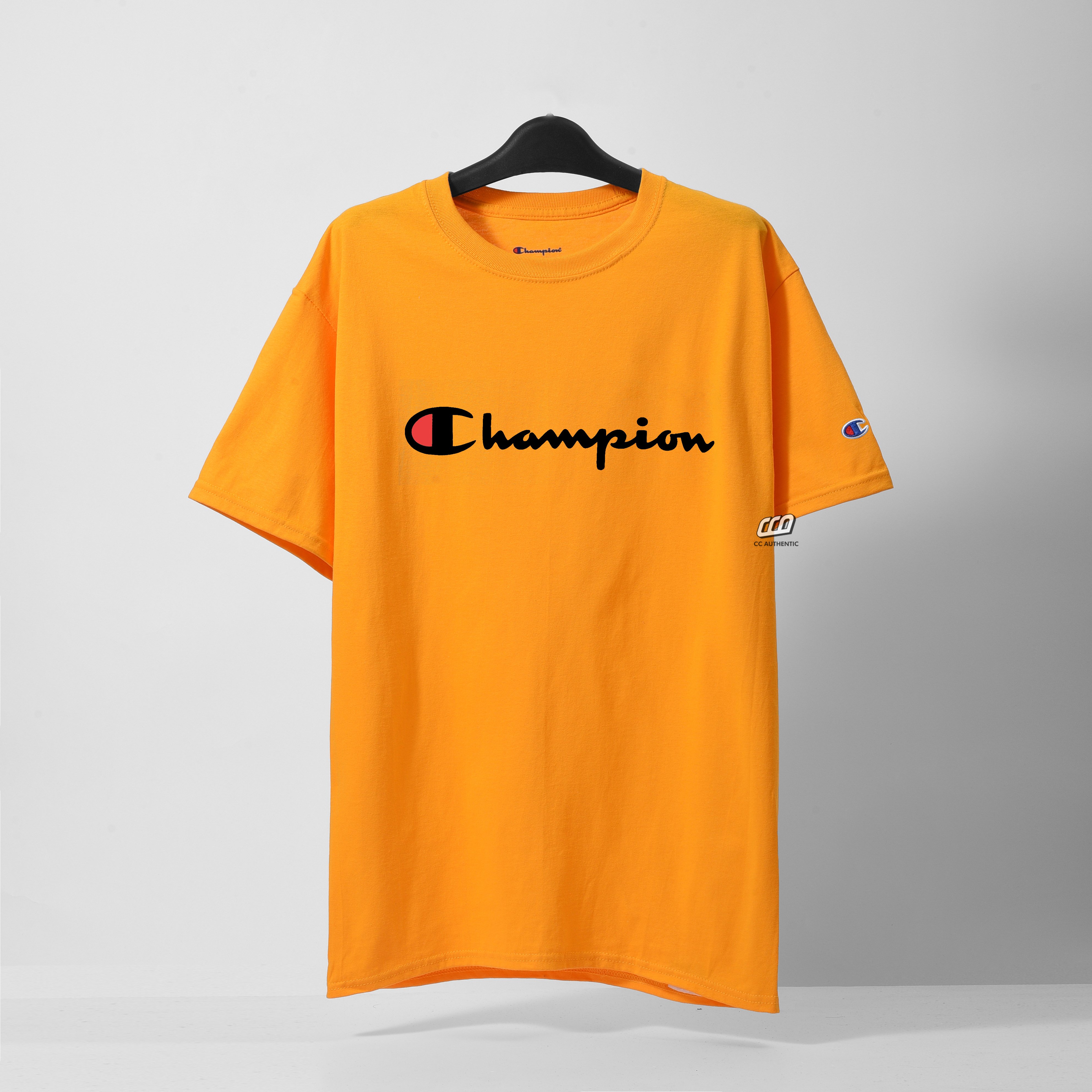 Champion Tagless Tshirt ,Printed Logo - C Gold
