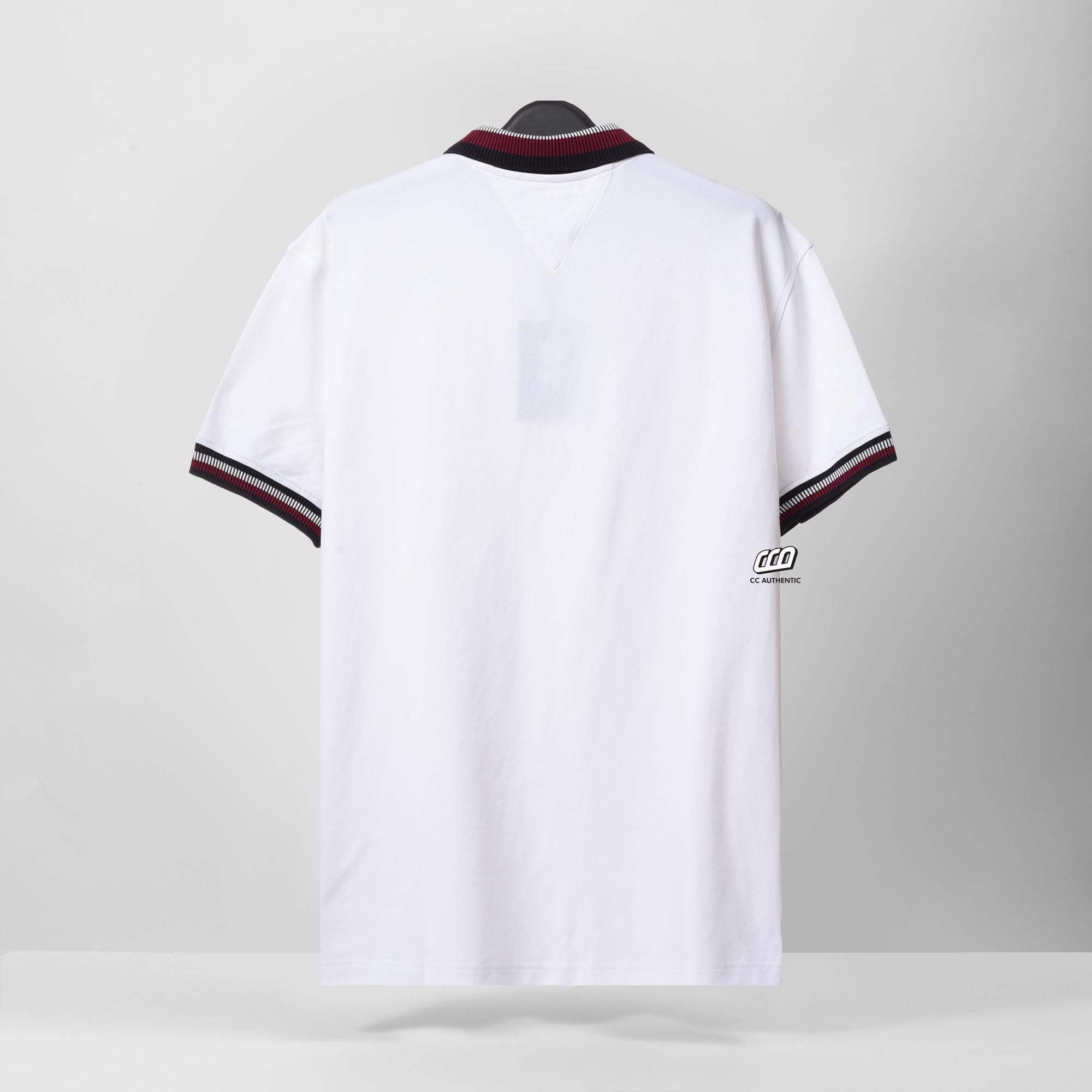 TOMMY HILFIGER LINES PIQUE POLO SHIRT - WHITE
