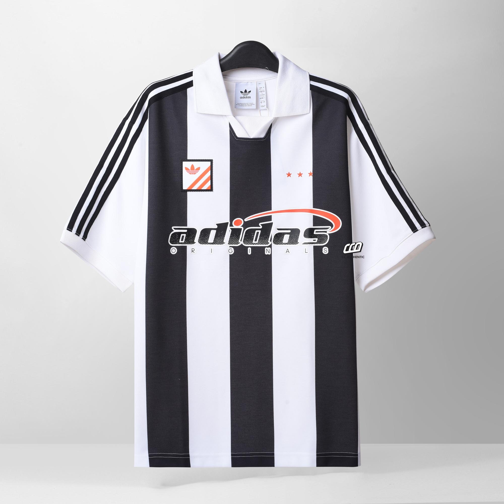 ADIDAS ORIGINAL TREFOIL COMFORT STRIPED POLO SHIRT - BLACK