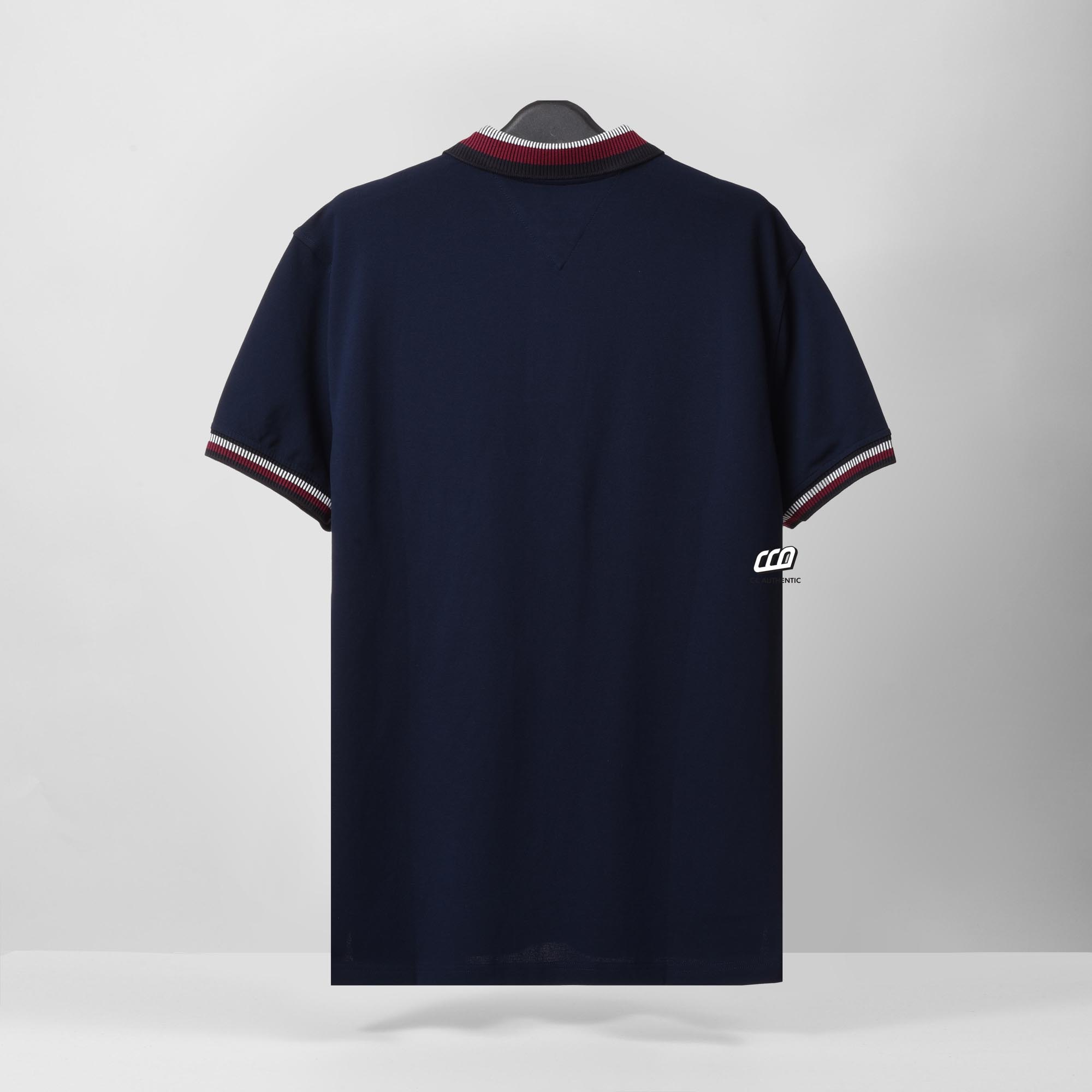 TOMMY HILFIGER LINES PIQUE POLO SHIRT - NAVY
