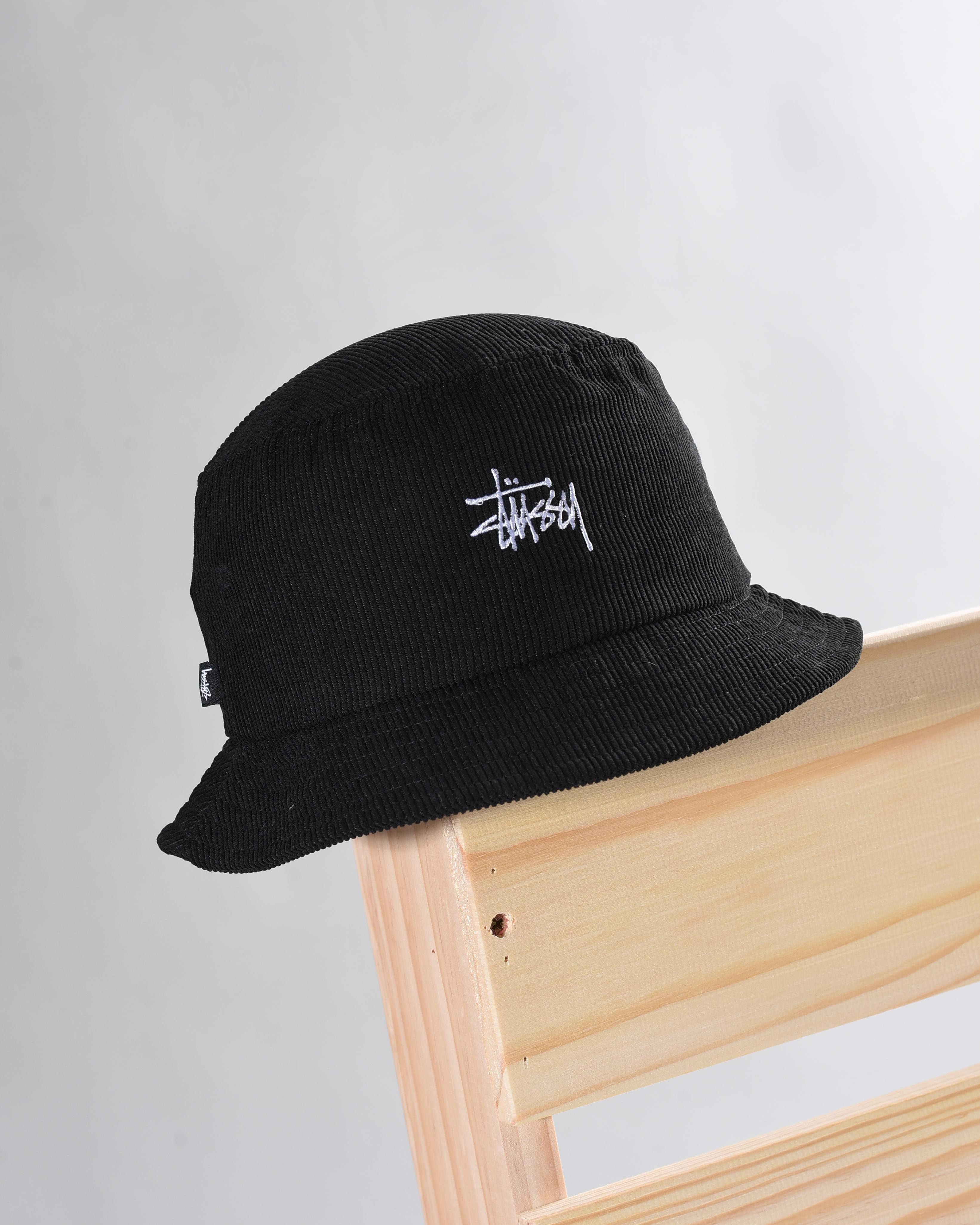 STUSSY GRAFFITI CORD BUCKET HAT - BLACK