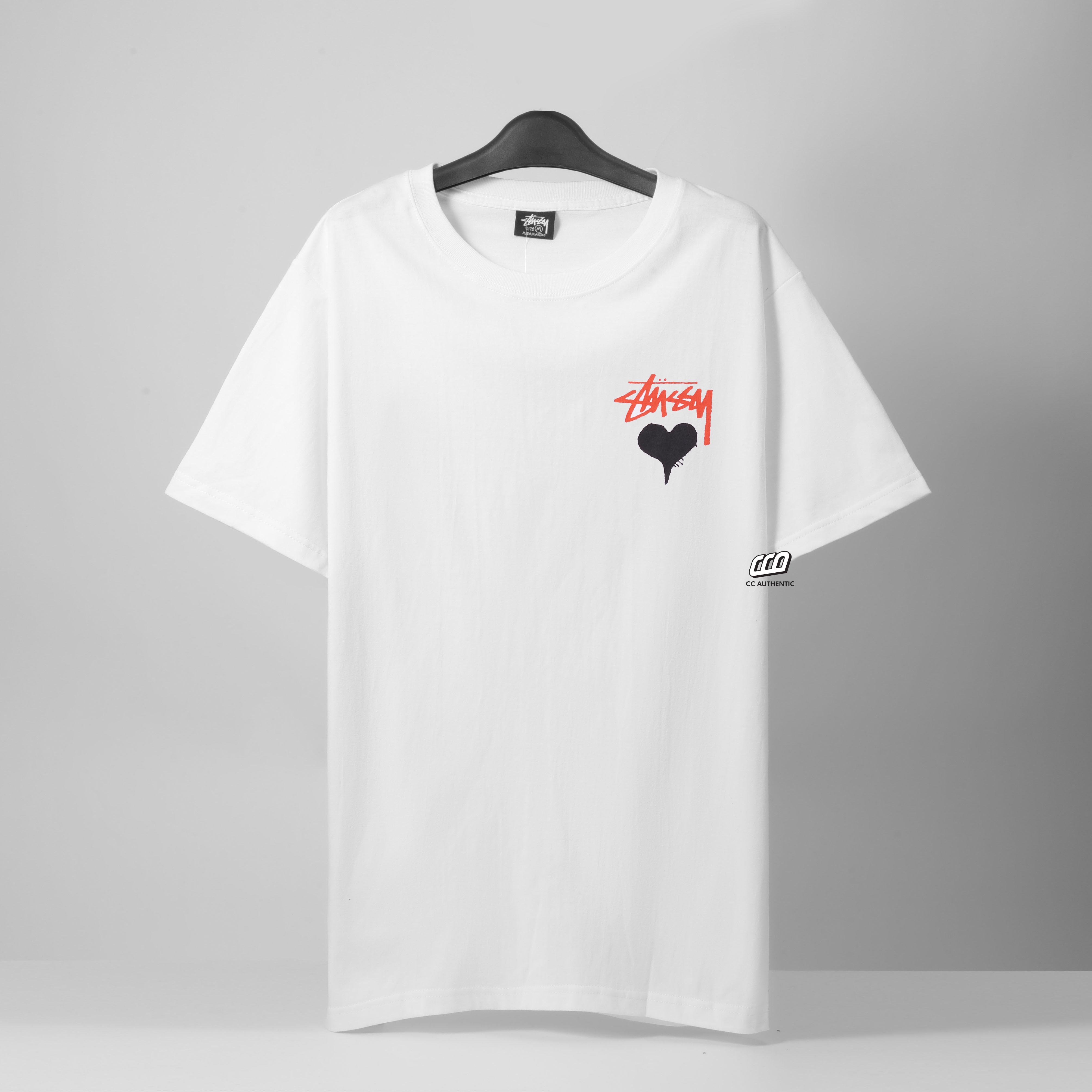 STUSSY STOCK HEART T-SHIRT - WHITE