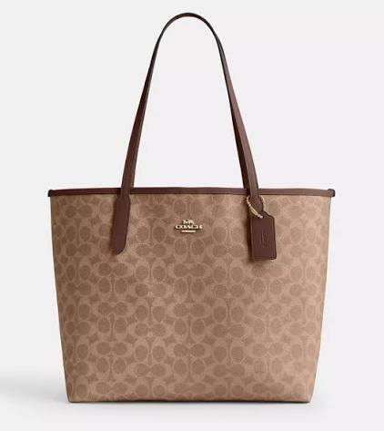 COACH SIGNATURE CV976 CITY TOE BAG - BROWN