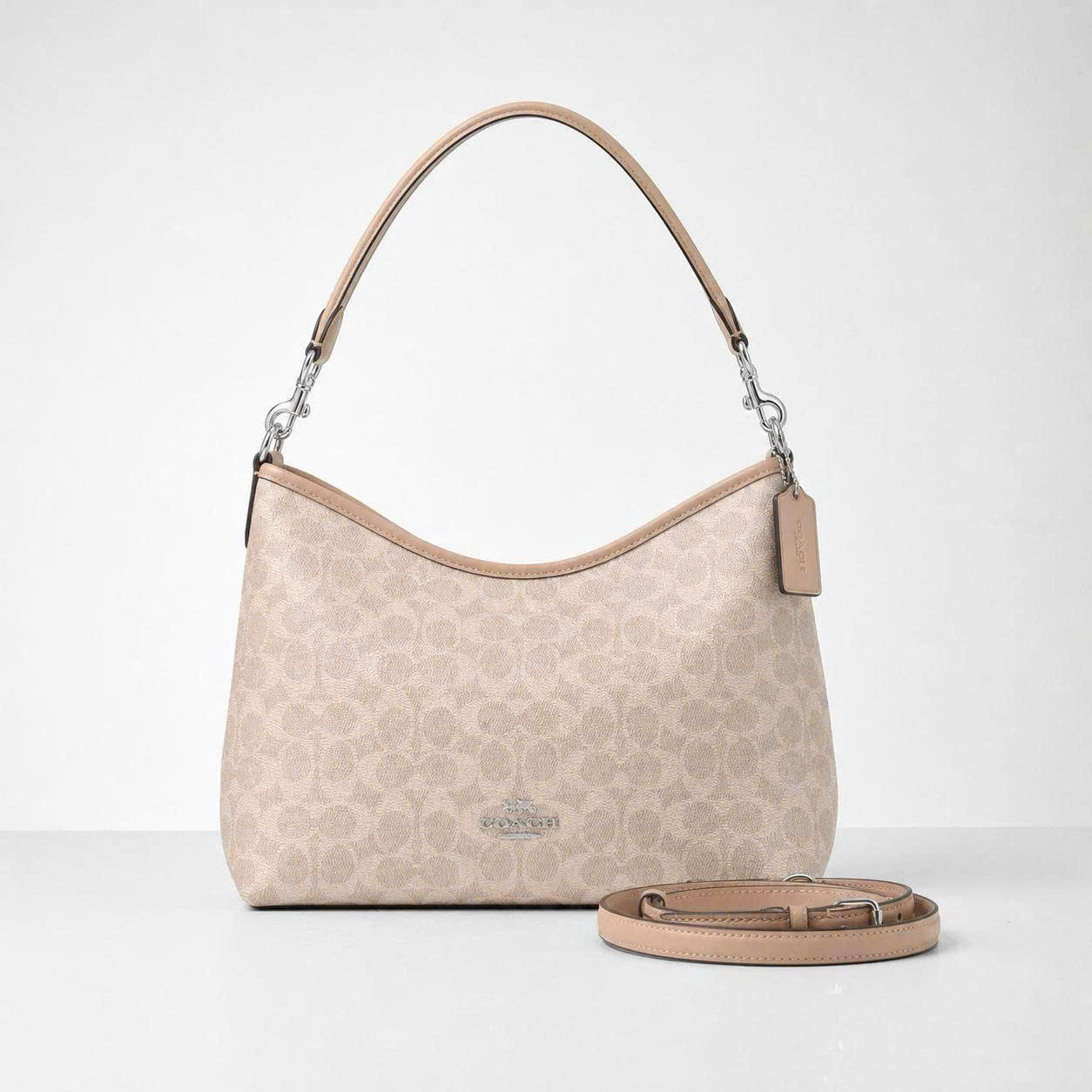 COACH SIGNATURE LAUREL MEDIUM SHOULDER BAG - SAND