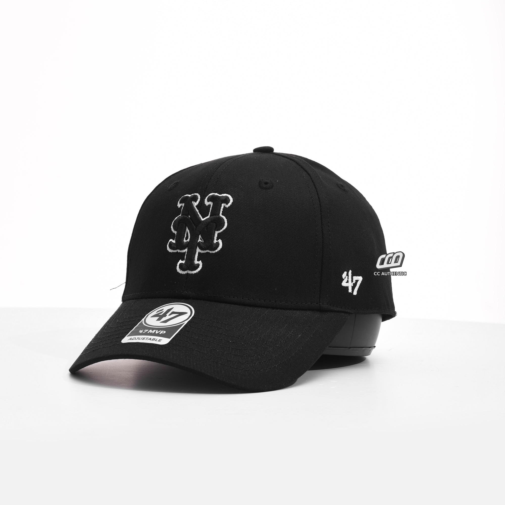 47 NYMETS BLACK WHITE OUTLINE LOGO CAP - BLACK