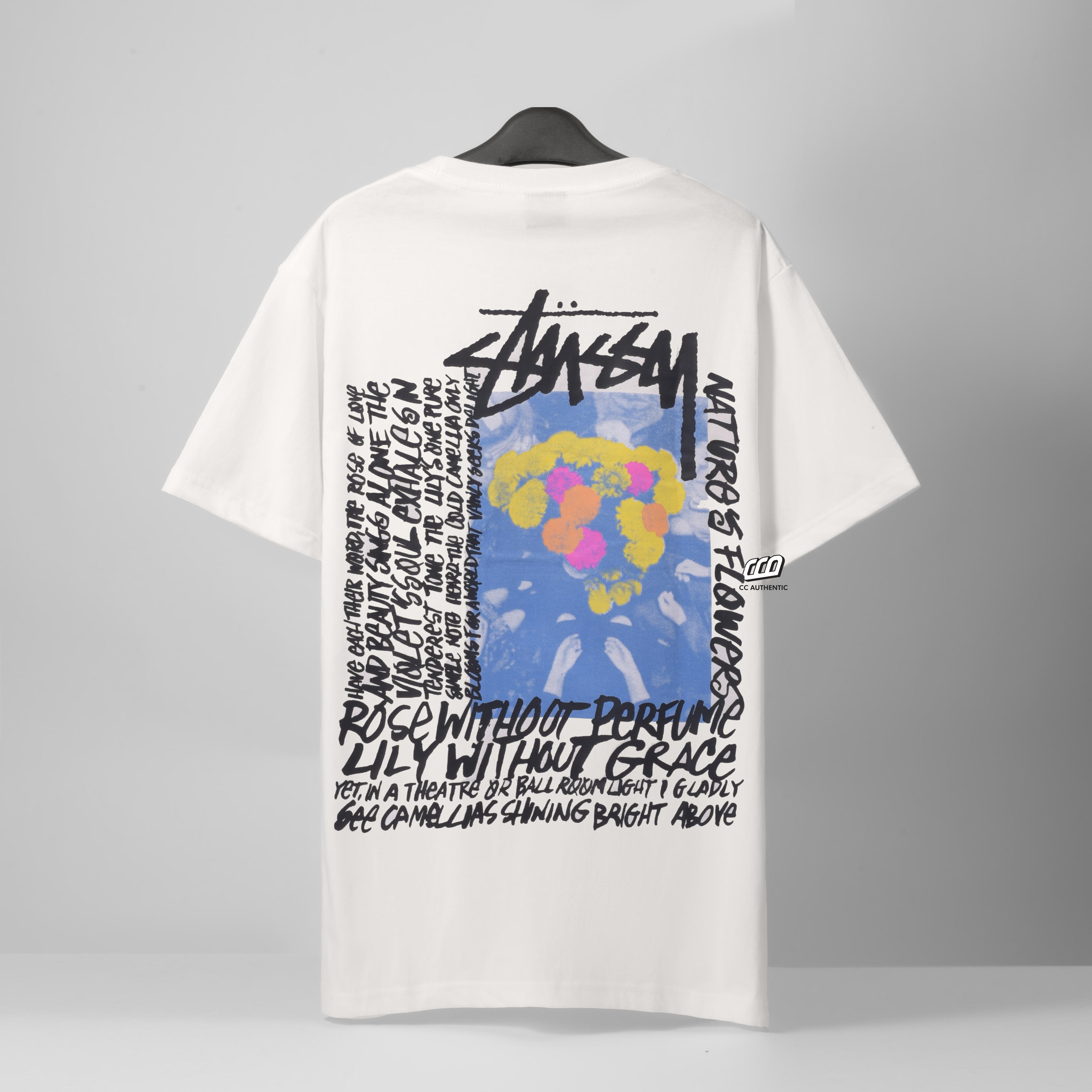 STUSSY CAMELLIAS DYED T-SHIRT - NATURAL