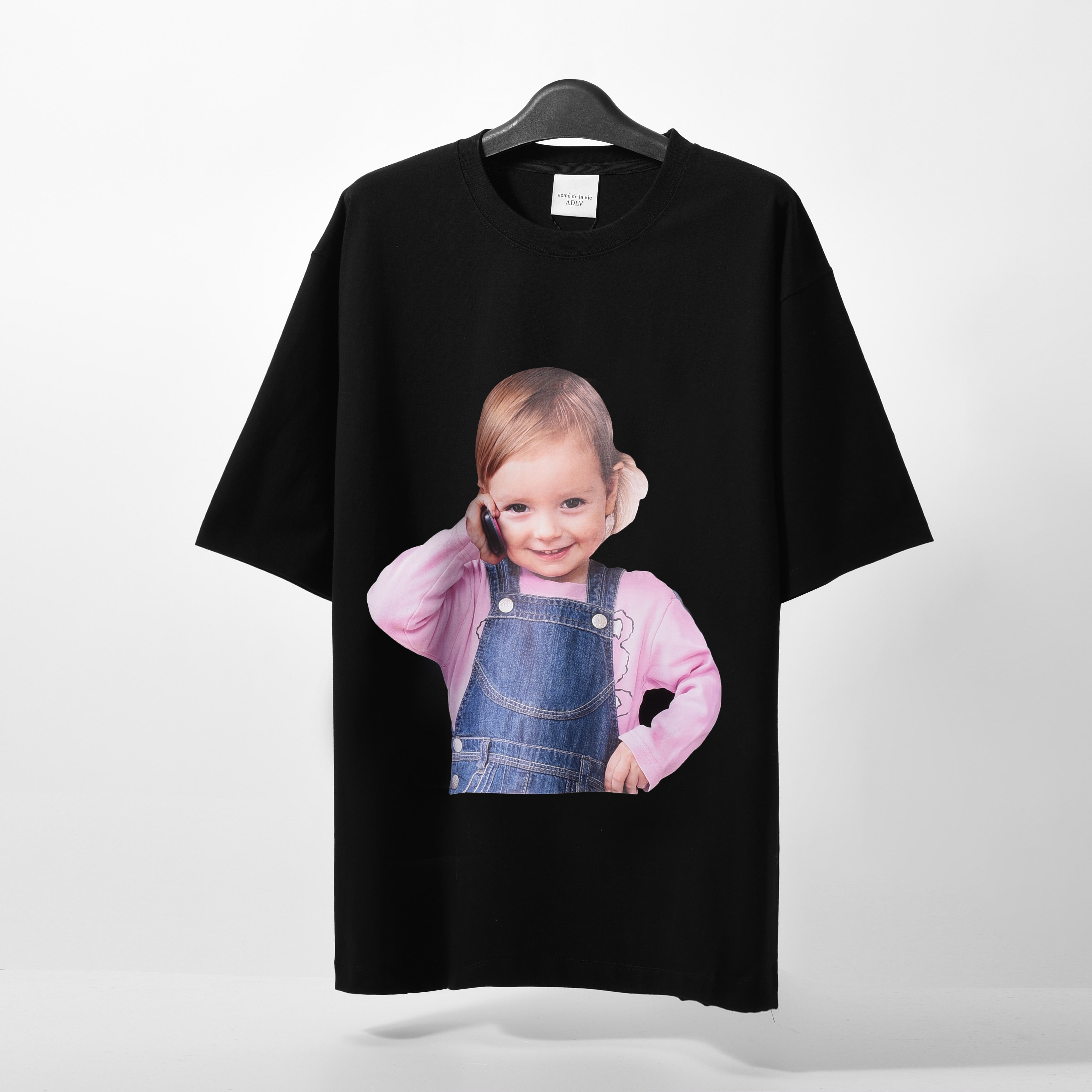 ADLV Baby Face Short Sleeve telephone Tshirt - black
