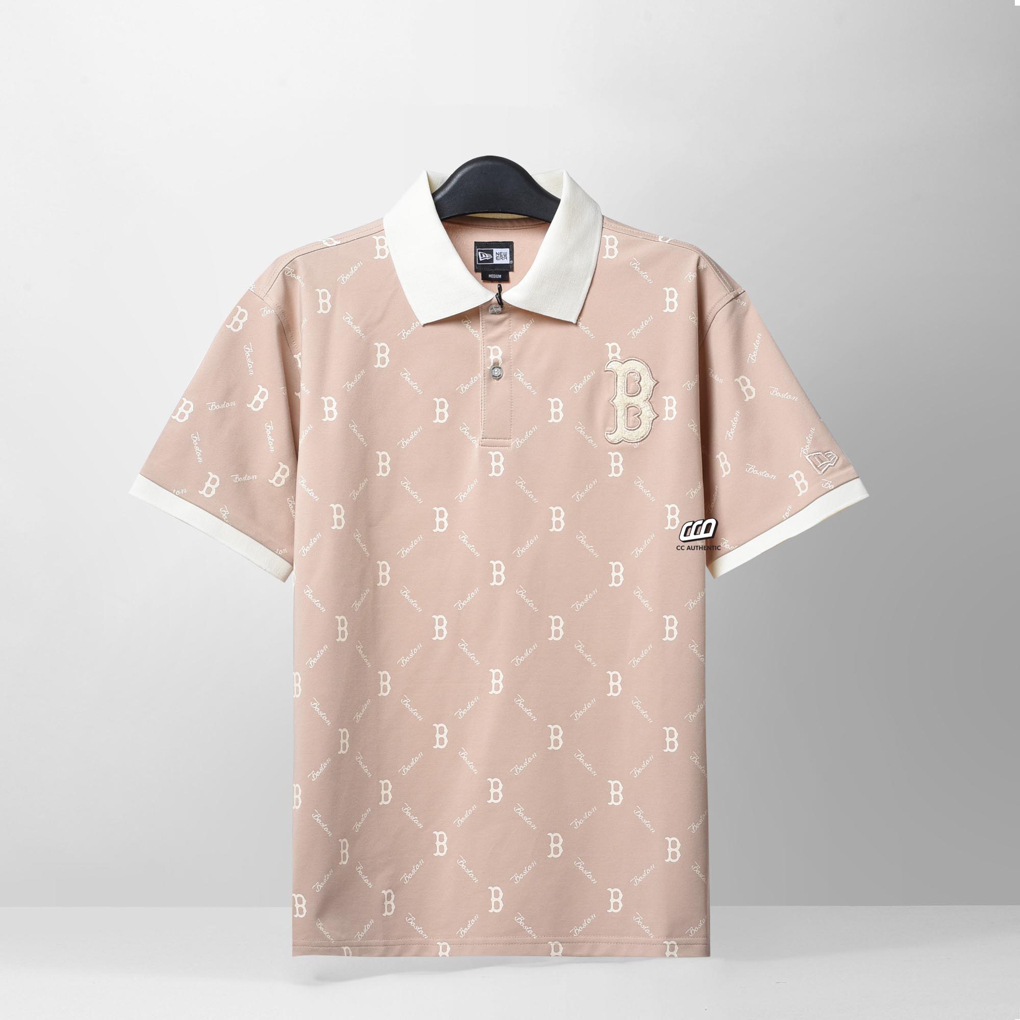 NEW ERA BOSTON RED SOX MONOGRAM POLO SHIRT - KHAKI