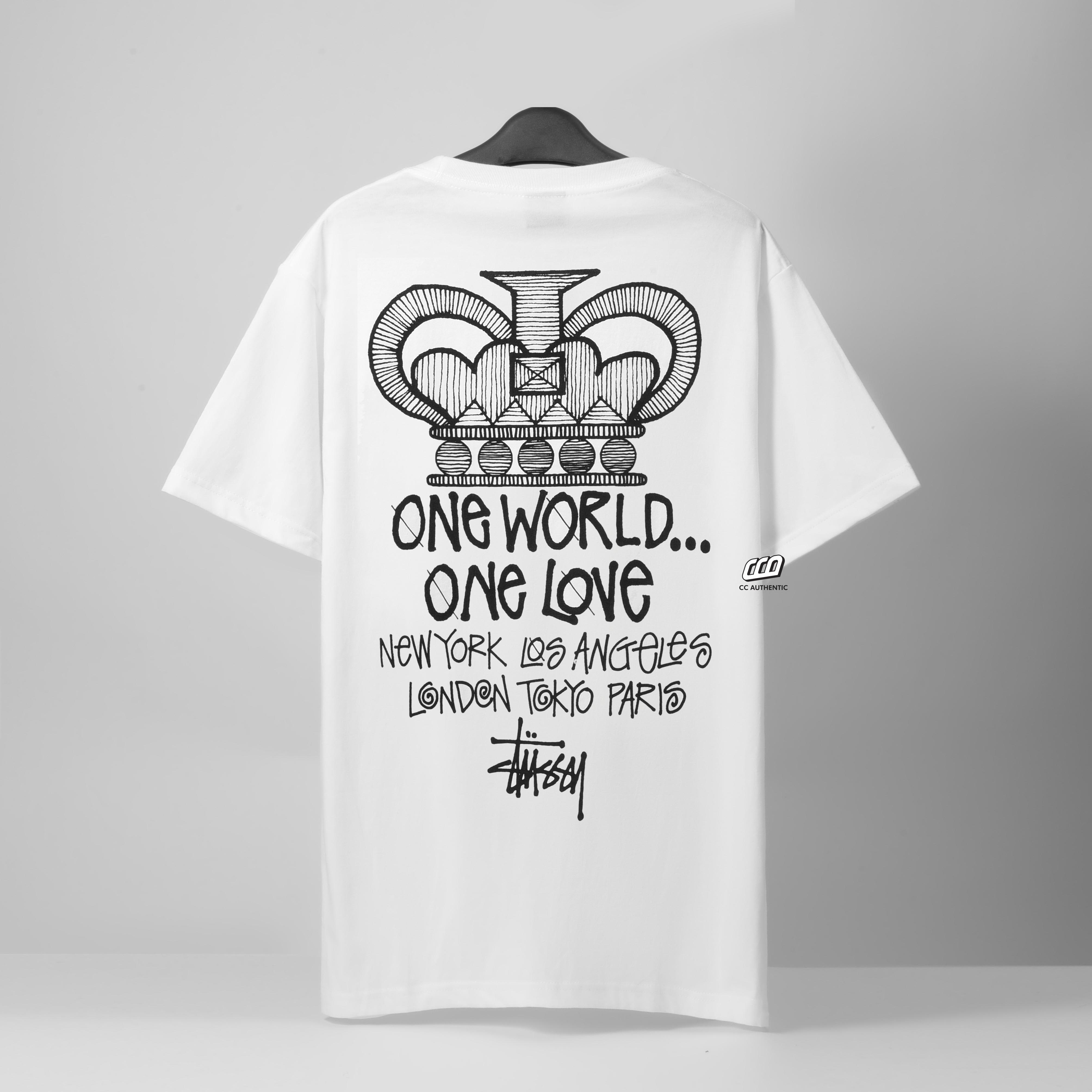 stussy one world t-shirt - white