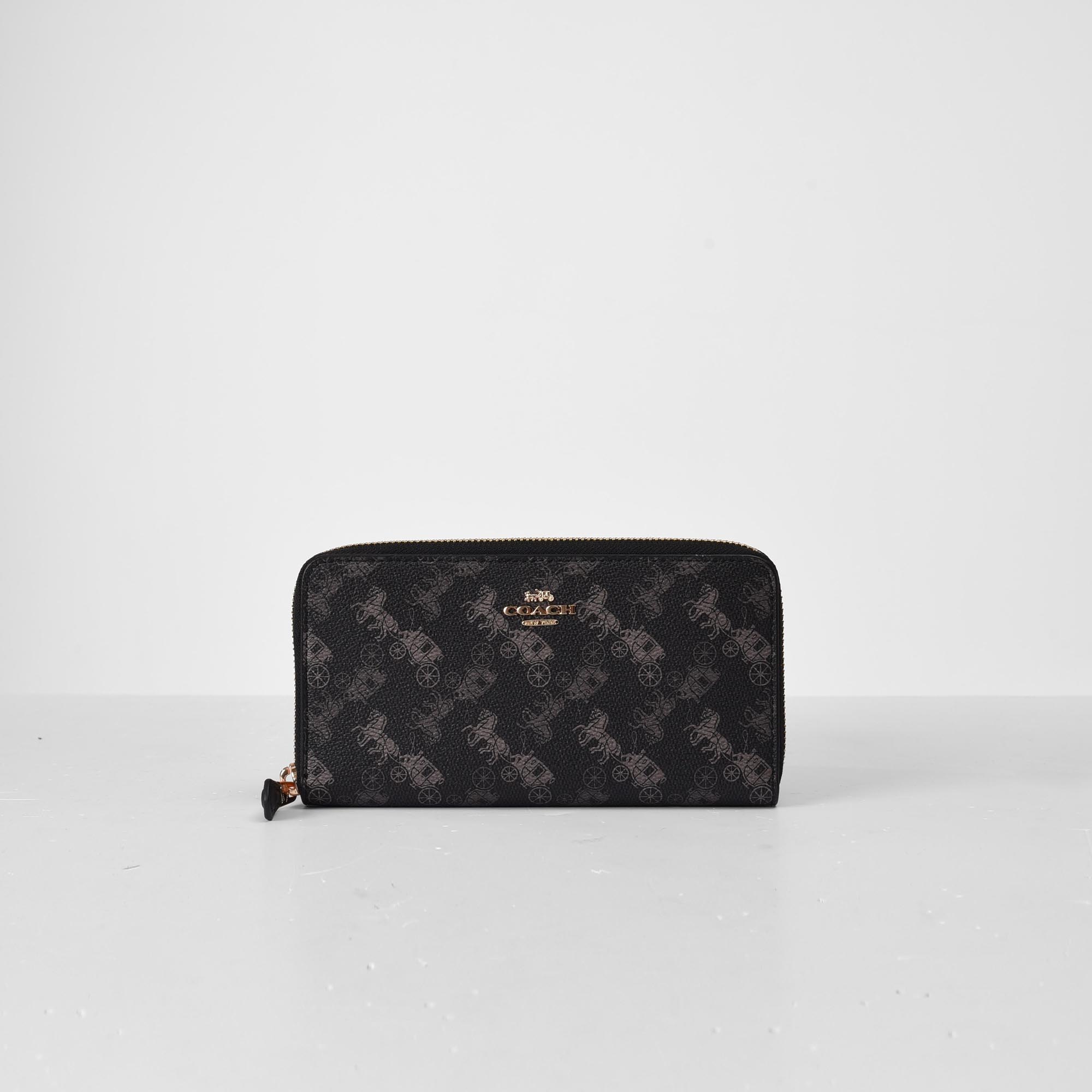 COACH SLIM ACCORDION ZIP LONG WALLET - BLACK