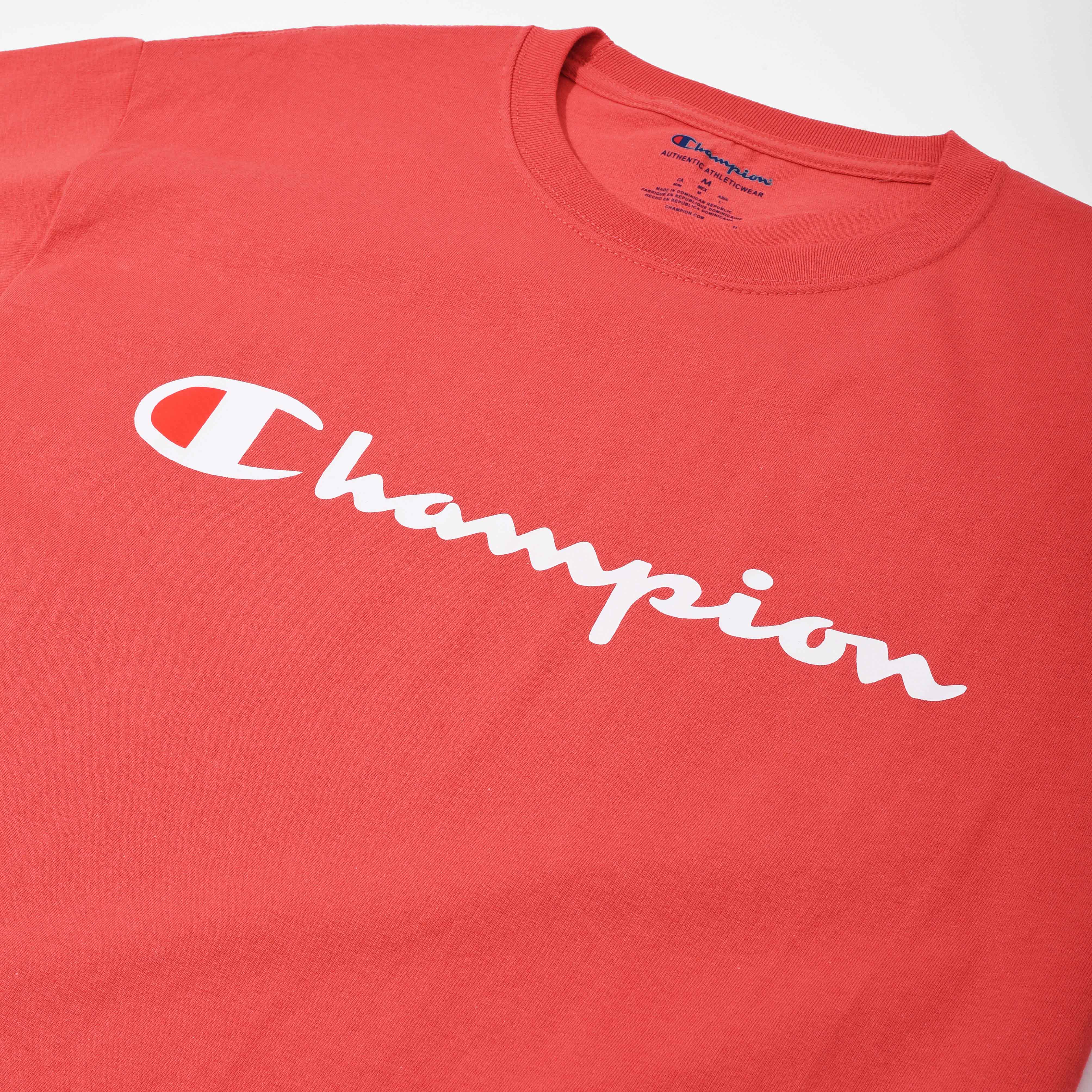 Champion Tagless Tshirt, Printed Logo - Red River Clay