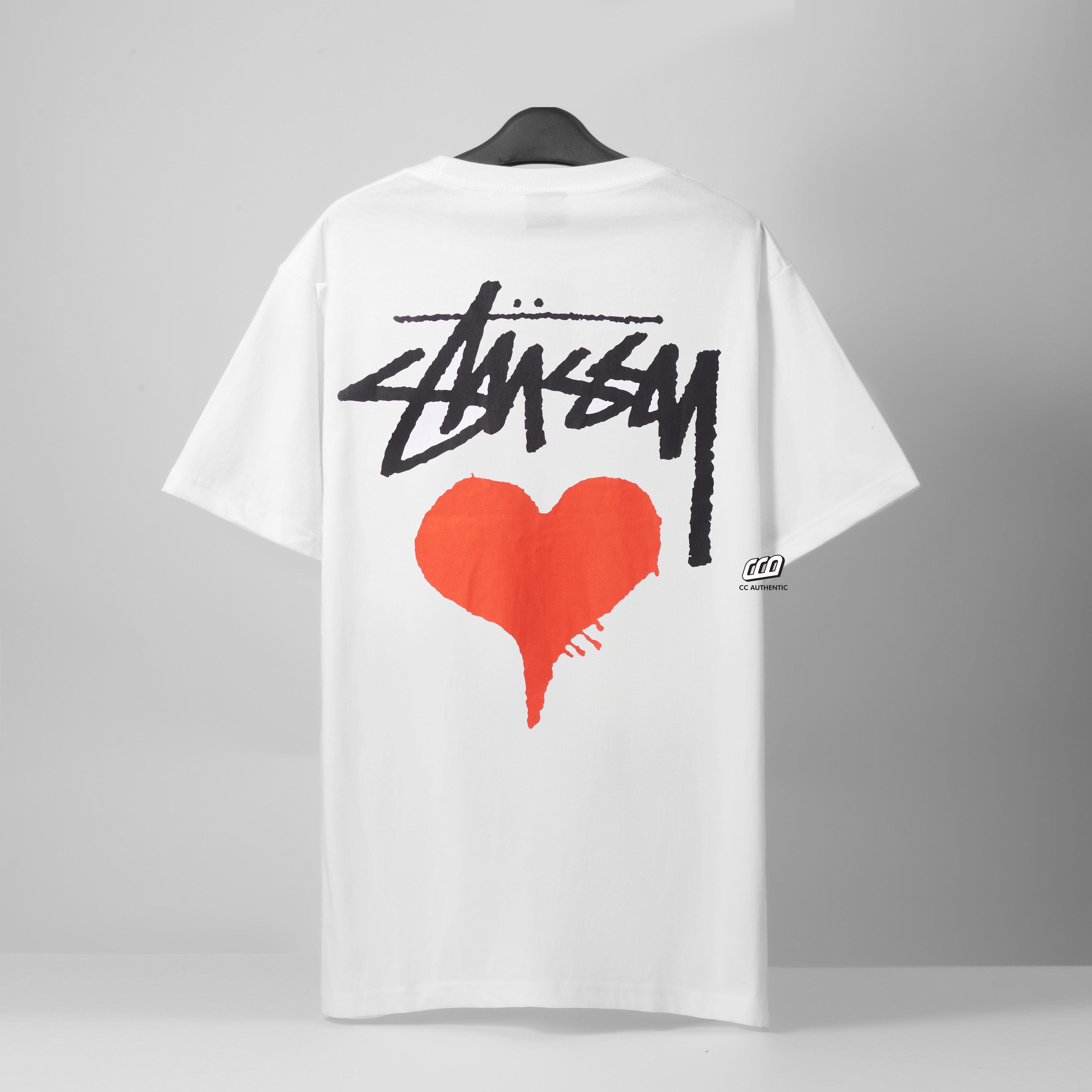 STUSSY STOCK HEART T-SHIRT - WHITE