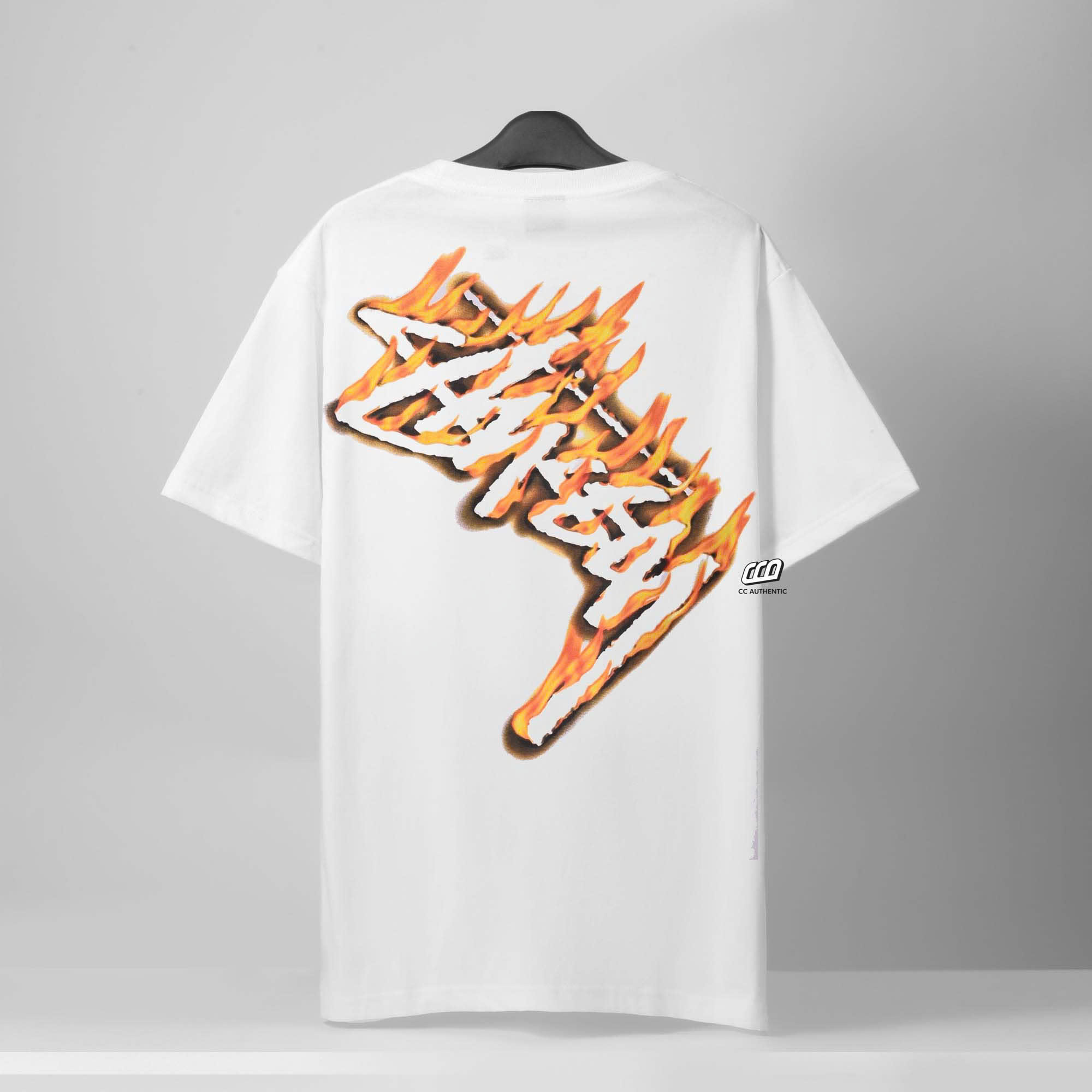 STUSSY BURNING STOCK T-SHIRT - WHITE