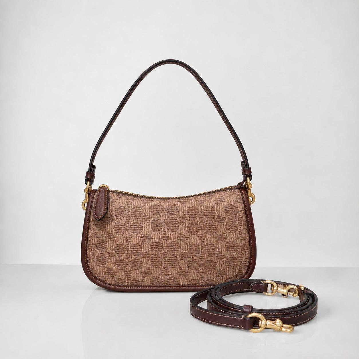 COACH SIGNATURE WAVERLY BAG - BROWN