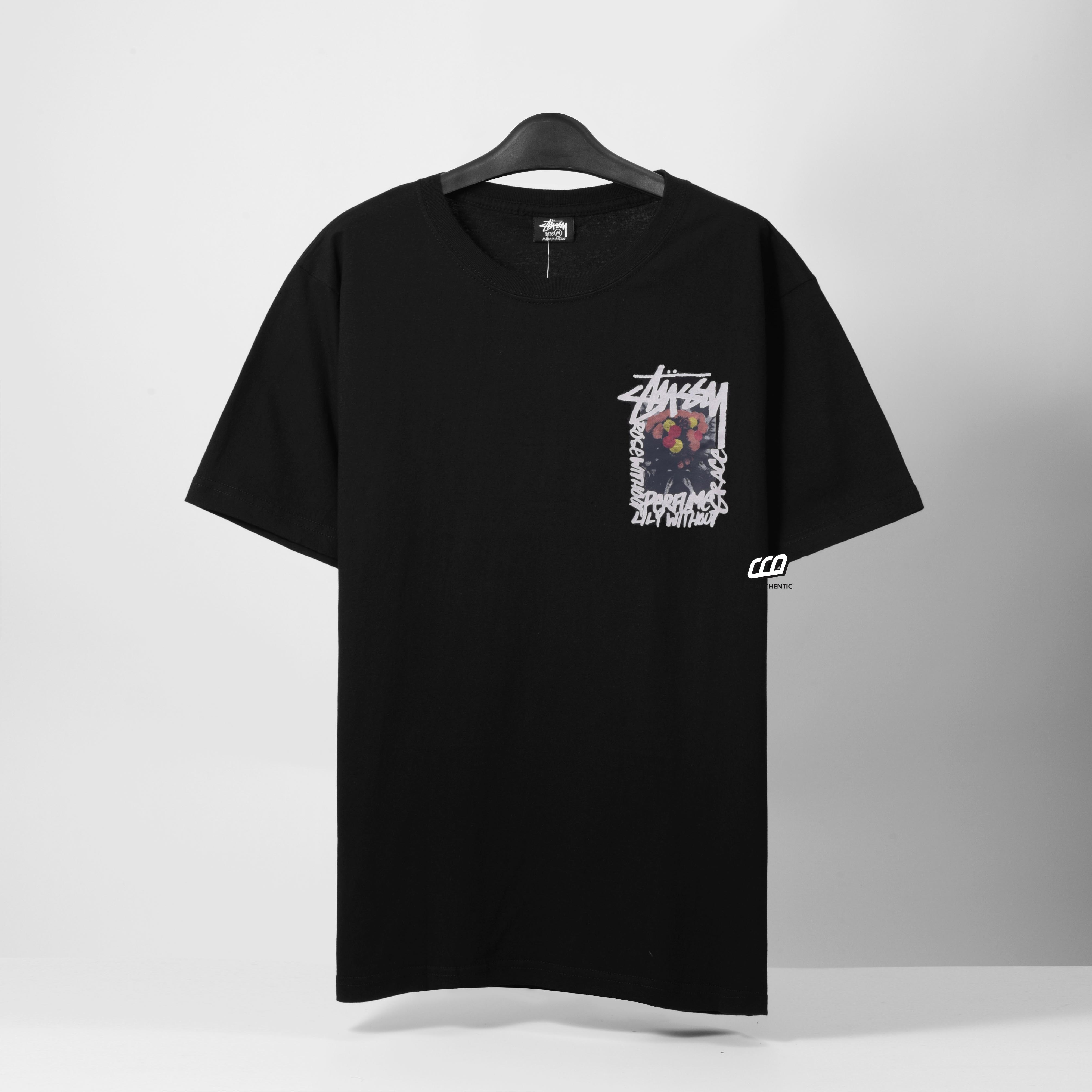 STUSSY CAMELLIAS T-SHIRT - BLACK