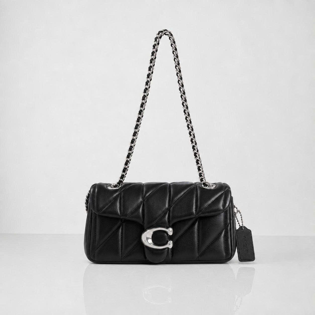 COACH TABBY 20 QUILTED SHOULDER BAG - BLACK/SILVER