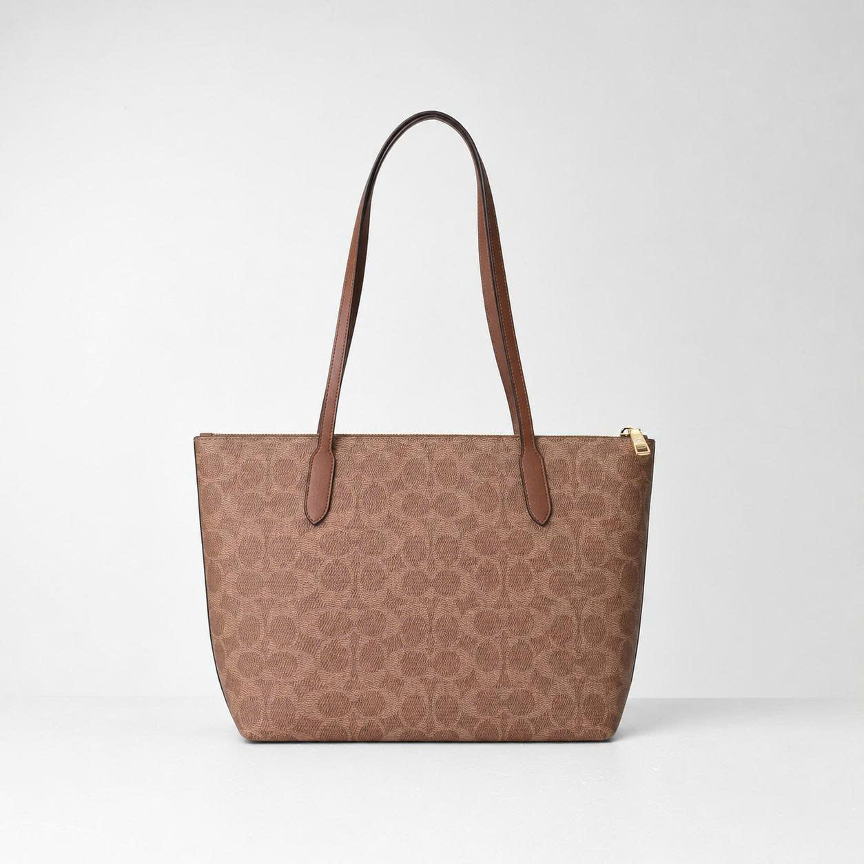 COACH SIGNATURE CBT18 ZIP TOTE BAG - BROWN