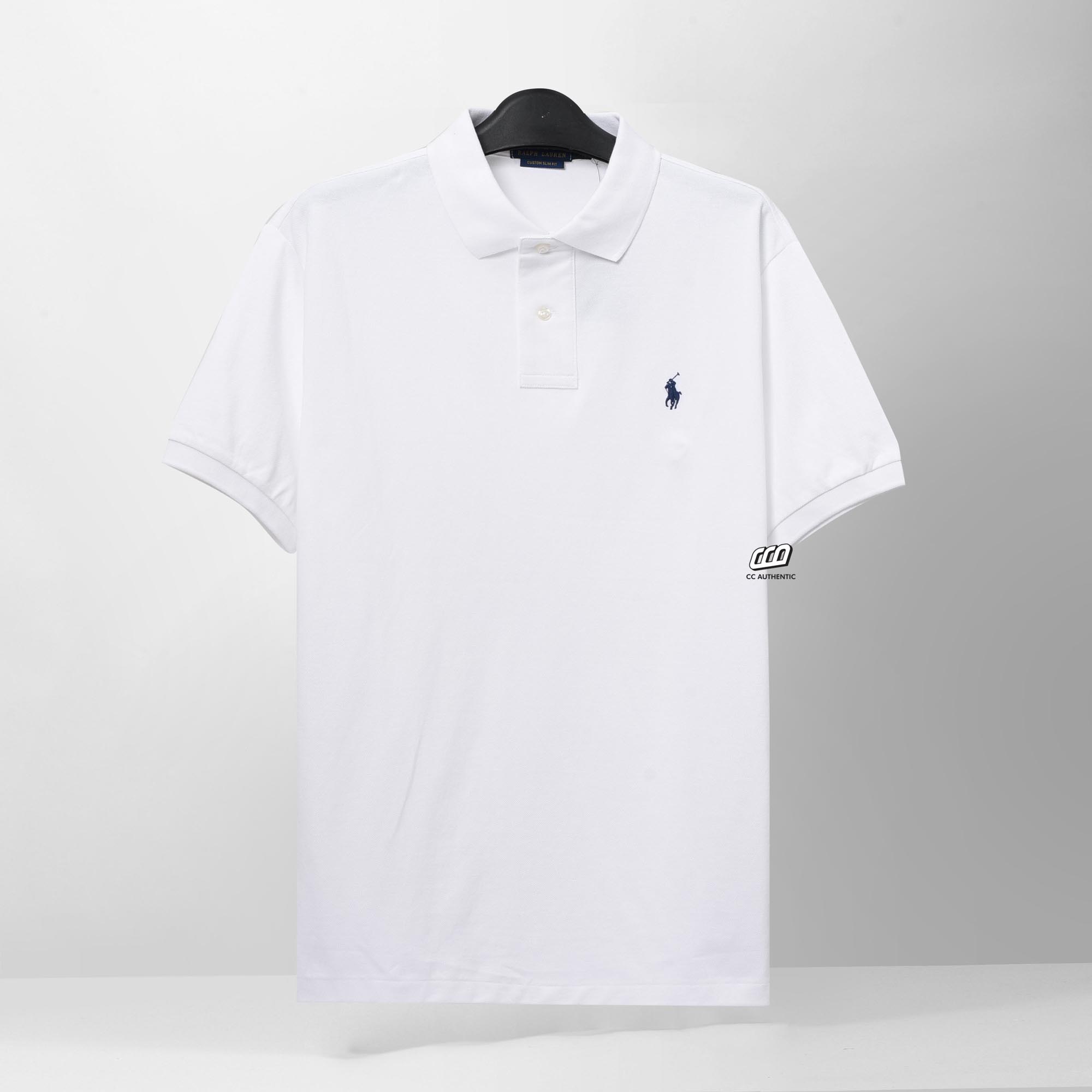 RALPH LAUREN PIQUE SLIM FIT POLO SHIRT - WHITE