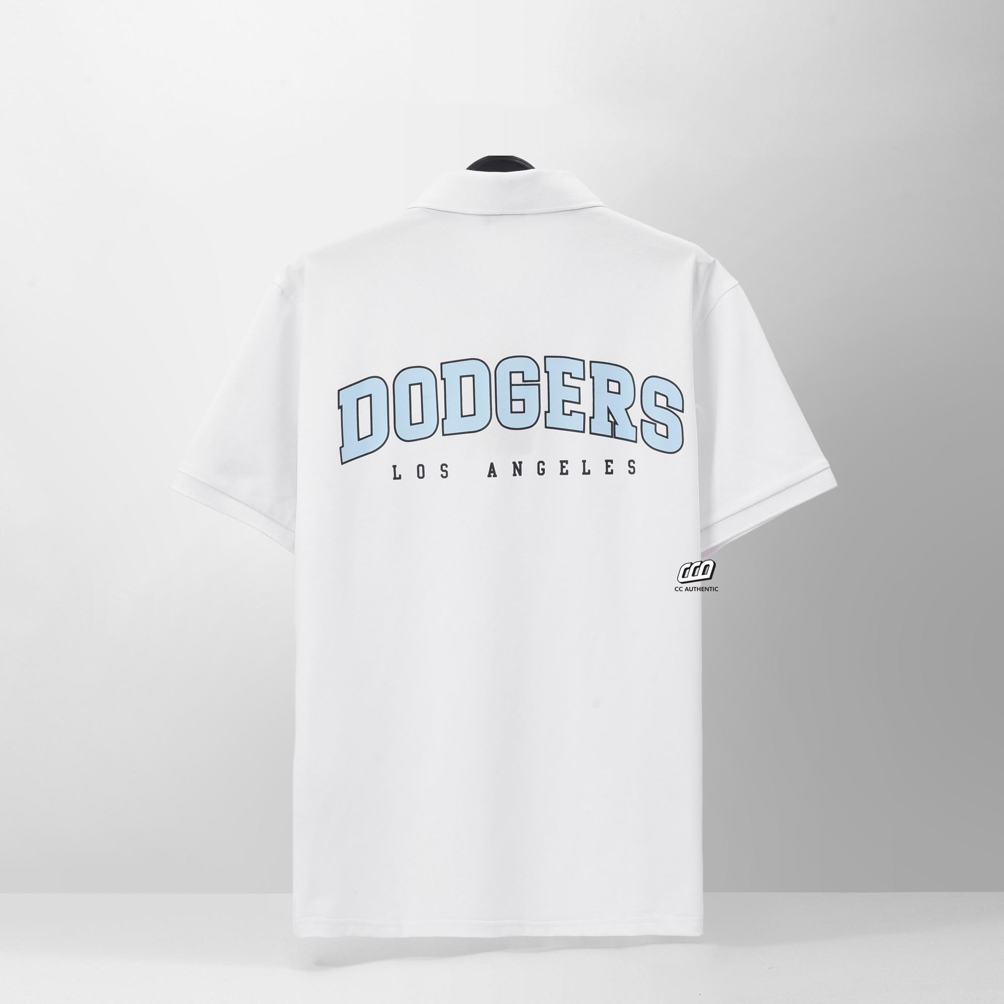 NEW ERA DODGERS LOGO POLO SHIRT - WHITE