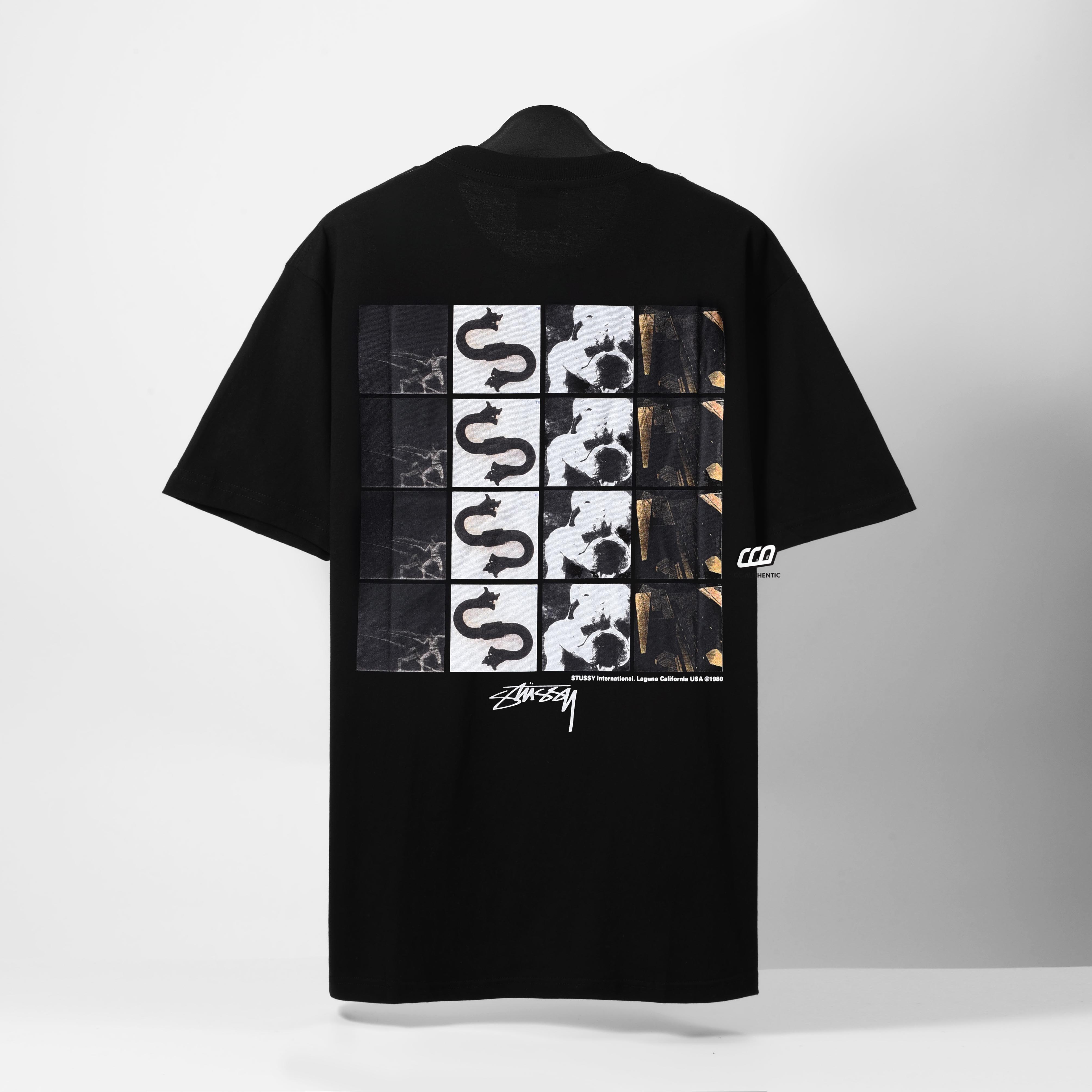 STUSSY GRID T-SHIRT - BLACK