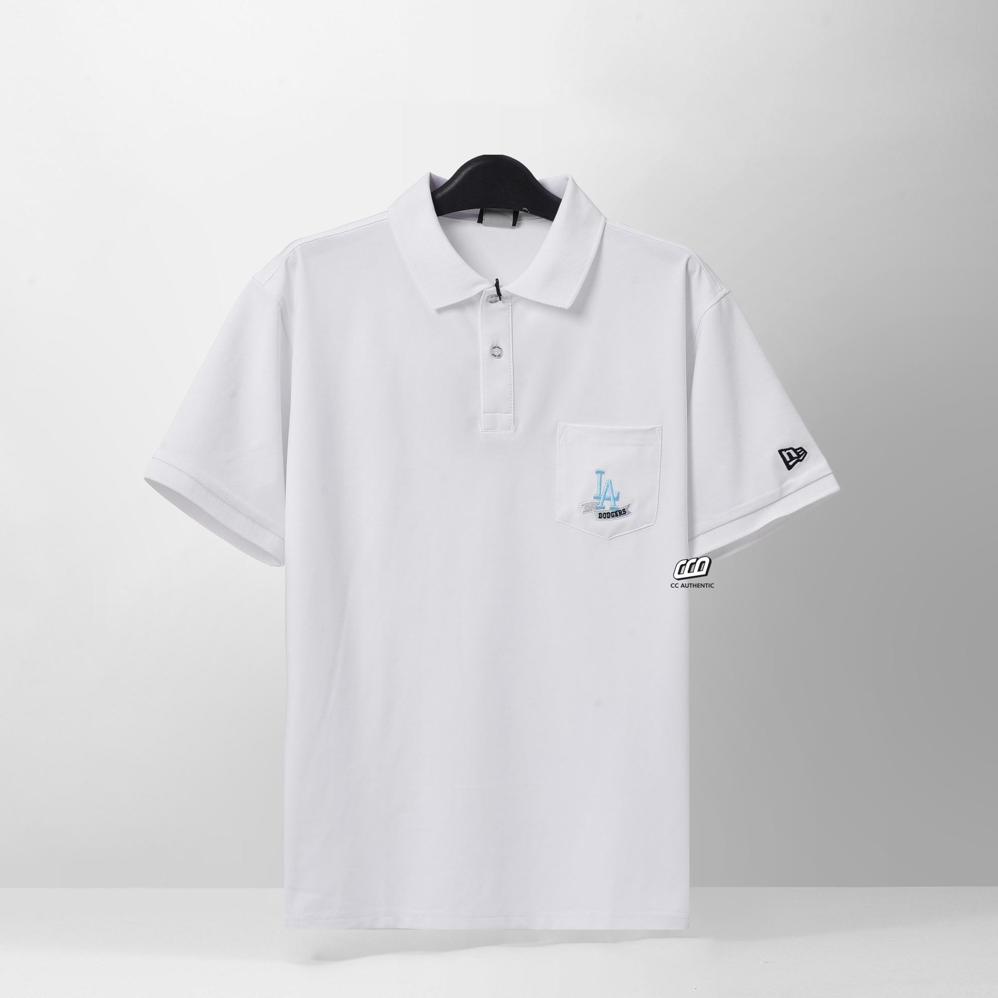 NEW ERA DODGERS LOGO POLO SHIRT - WHITE