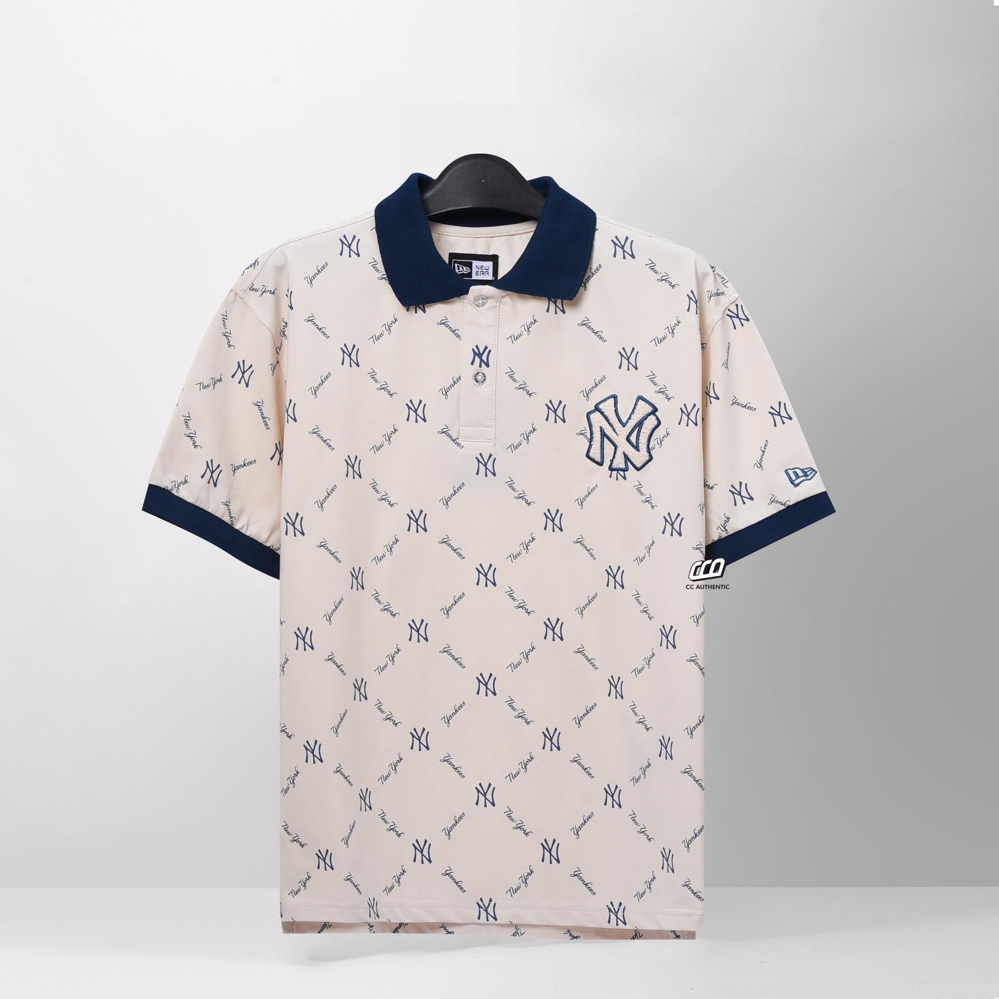 NEW ERA NEW YORK MONOGRAM POLO SHIRT - IVORY