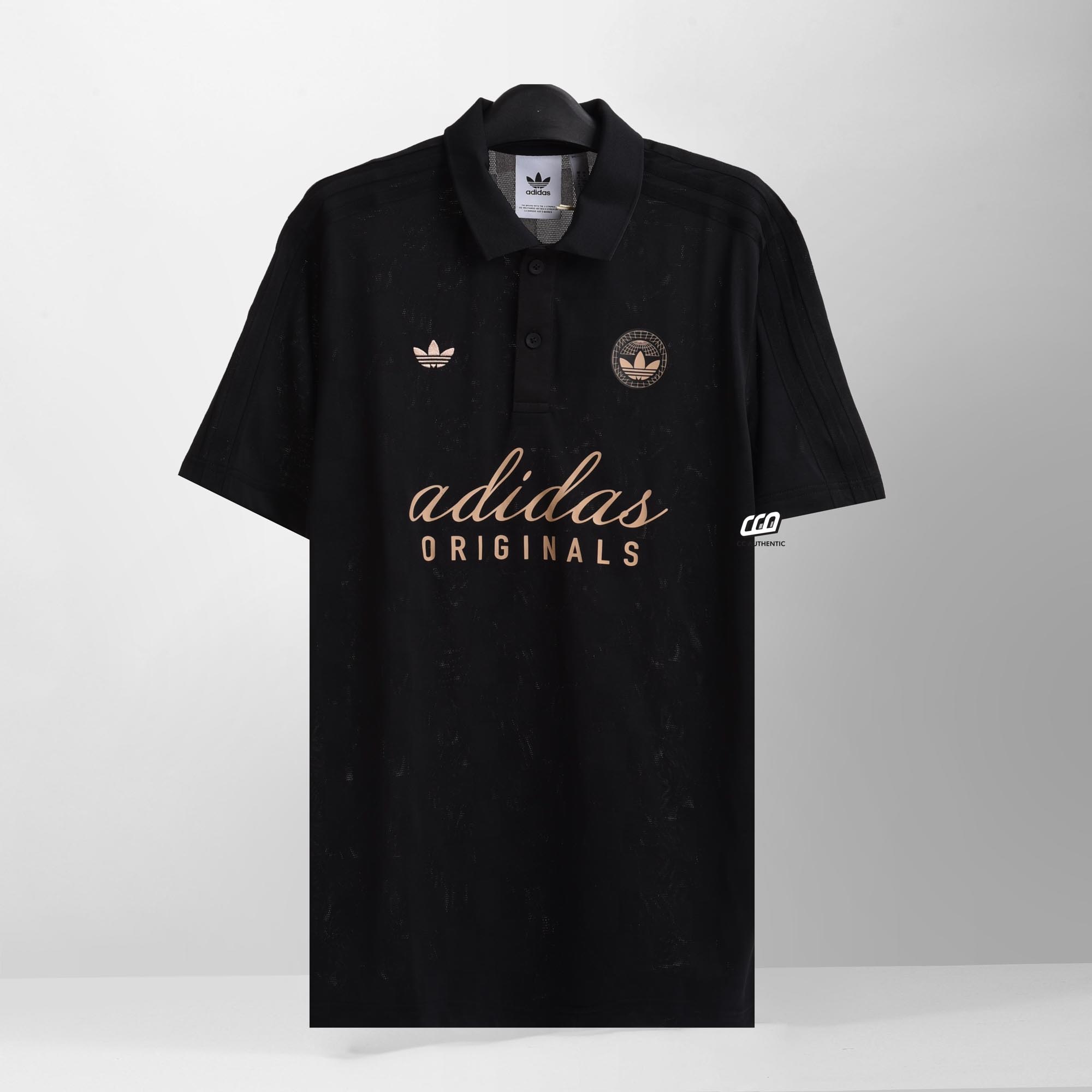 ADIDAS ORIGINALS FOOTBALL SCRIPT POLO SHIRT - BLACK
