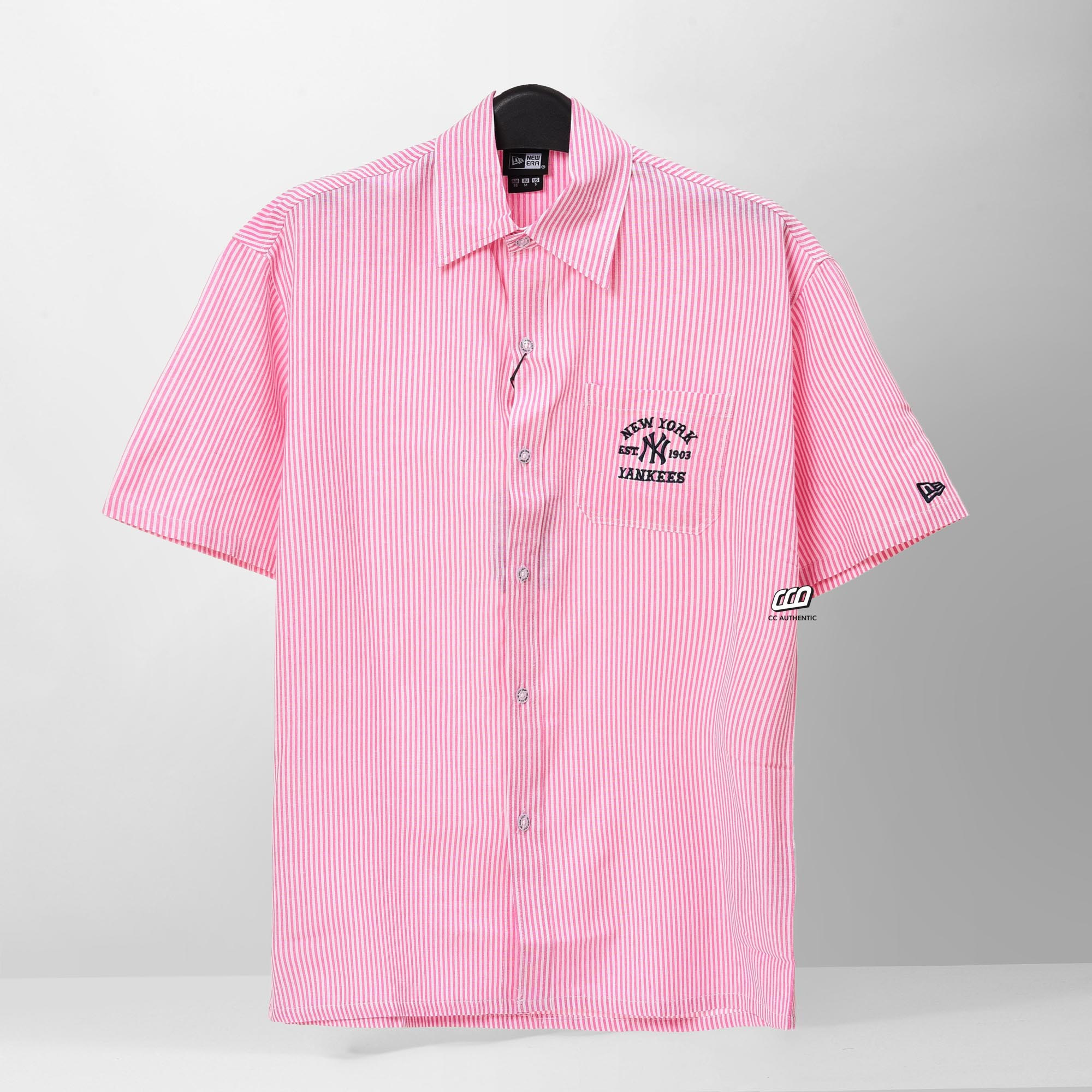 NEW ERA 1903 NY STRIPED SHORT SLEEVED SHIRT - PINK