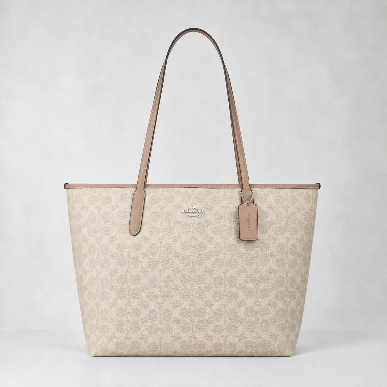 COACH SIGNATURE CV976 CITY TOE BAG - SAND
