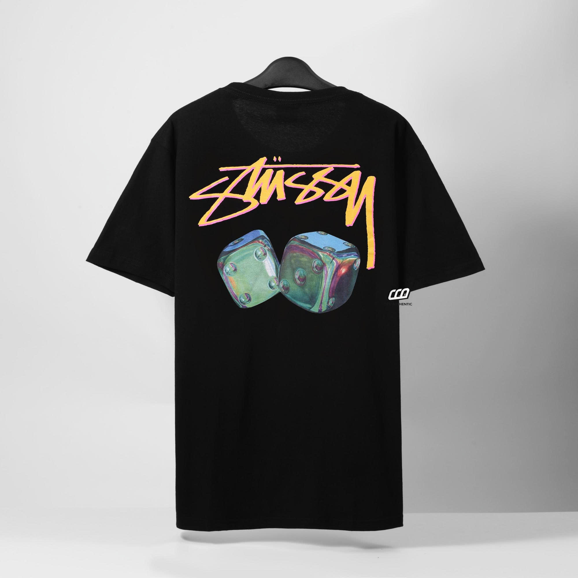 STUSSY IRDESCENT DICE T-SHIRT - BLACK