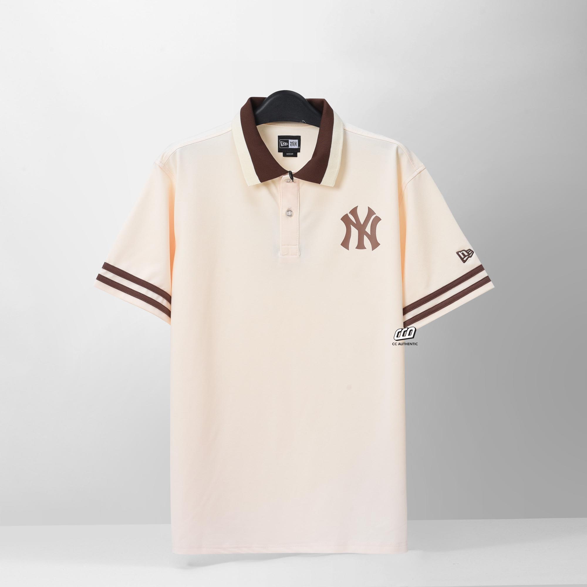 NEW ERA NEW YORK BACK LOGO POLO SHIRT - IVORY