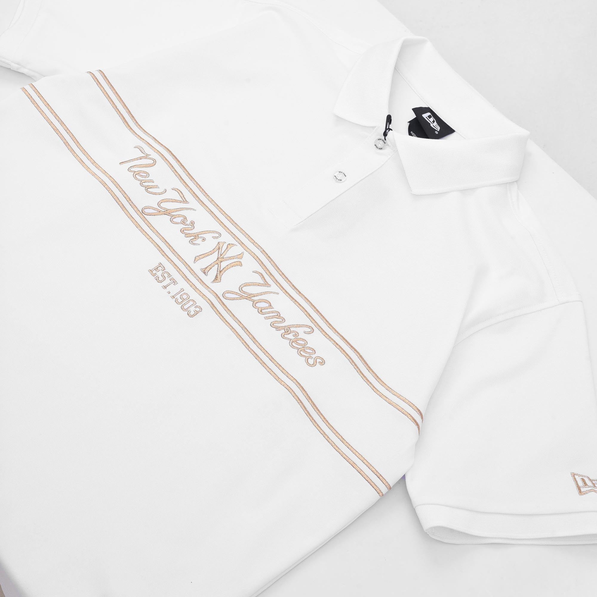 NEW ERA NY GOLD LINE POLO SHIRT - WHITE