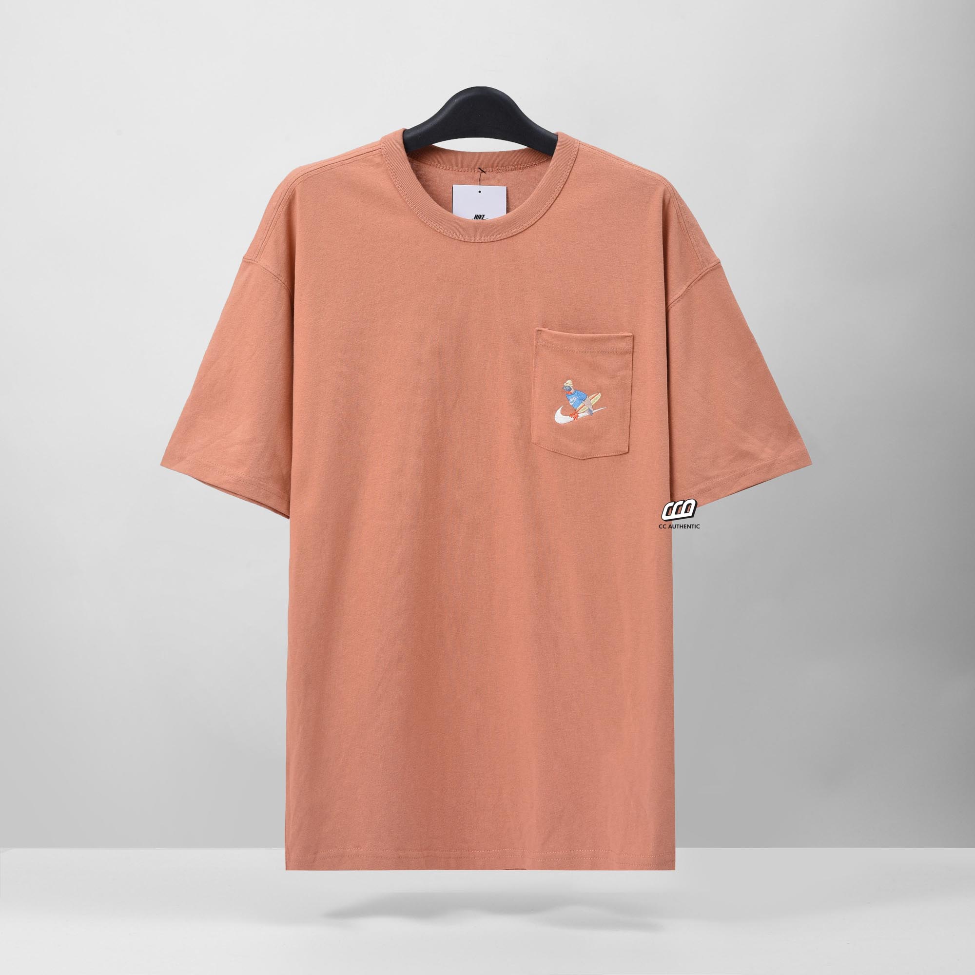 NIKE PREMIUM TROPICAL ALPHABET BIRD POCKET SHIRT - BROWN