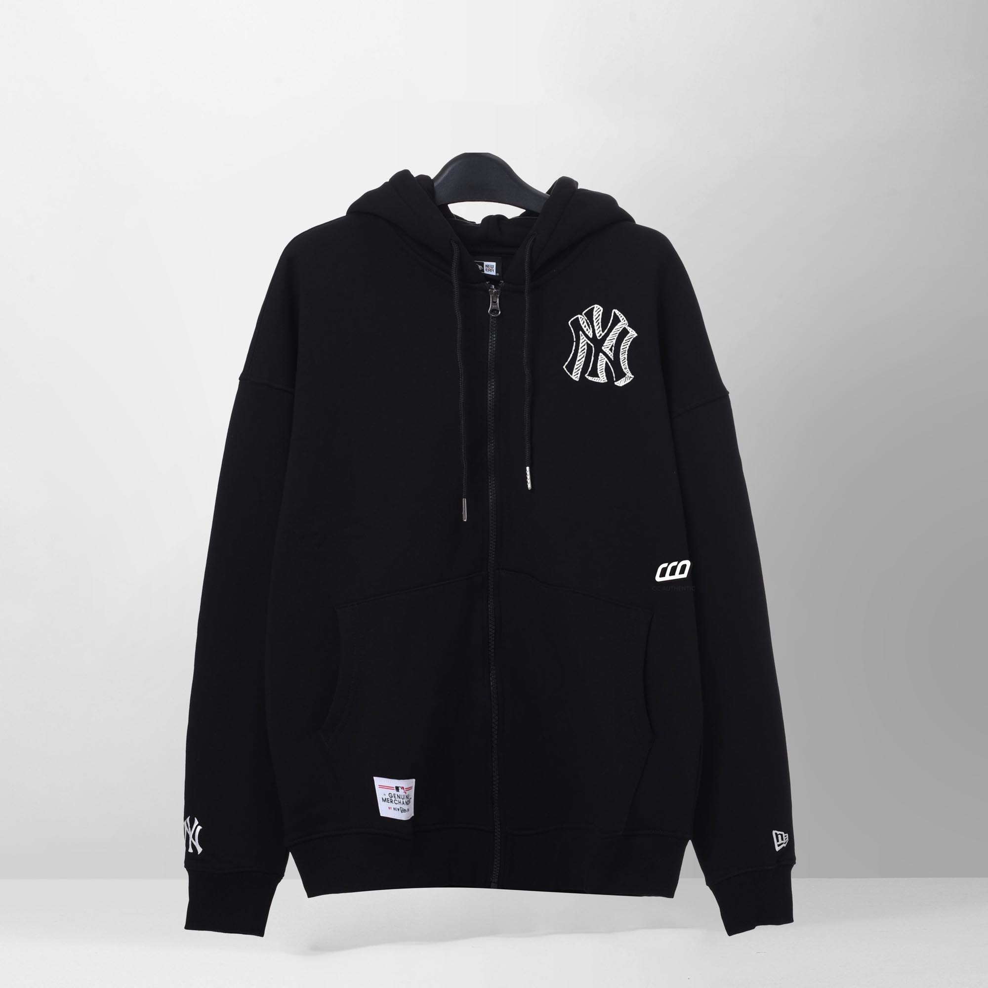 NEW ERA 3D NY LOGO ZIP HOODIE - BLACK