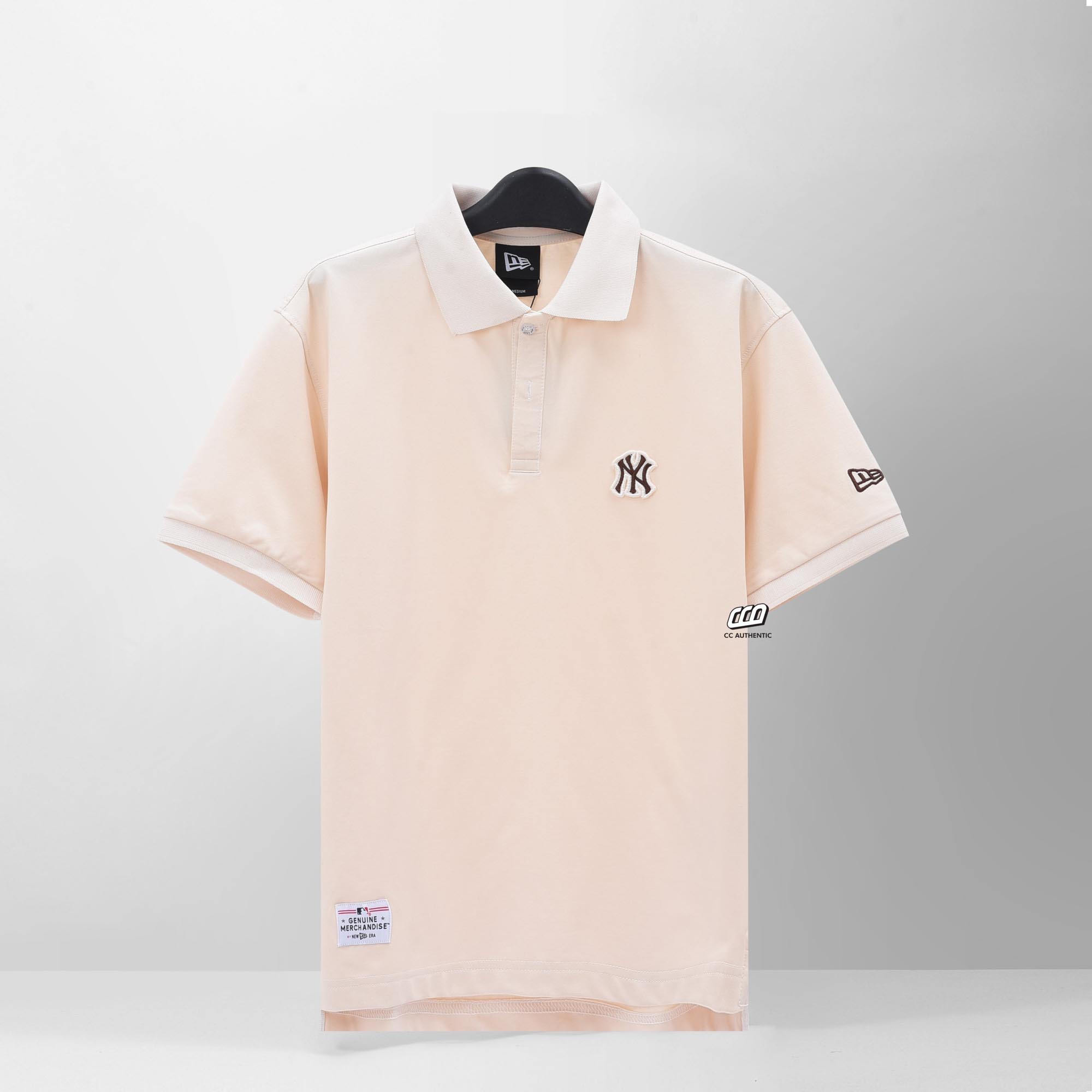 NEW ERA  NY EMBROI LOGO POLO SHIRT - CREAM