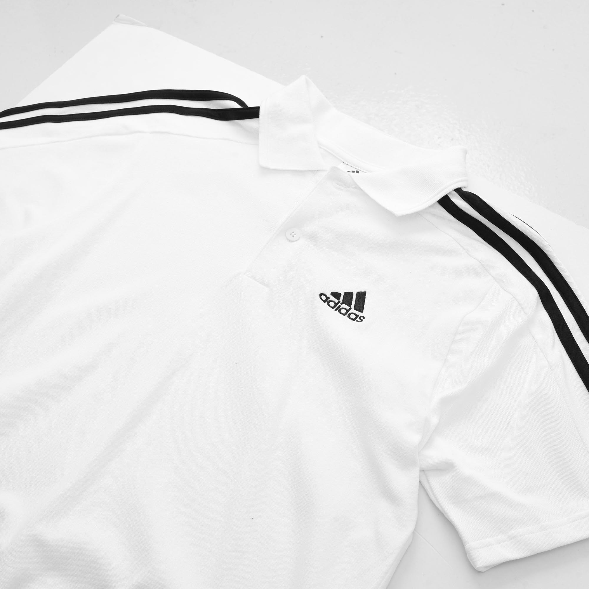 ADIDAS ESSENTIALS PIQUE EMBROI 3 STRIPES POLO SHIRT - WHITE