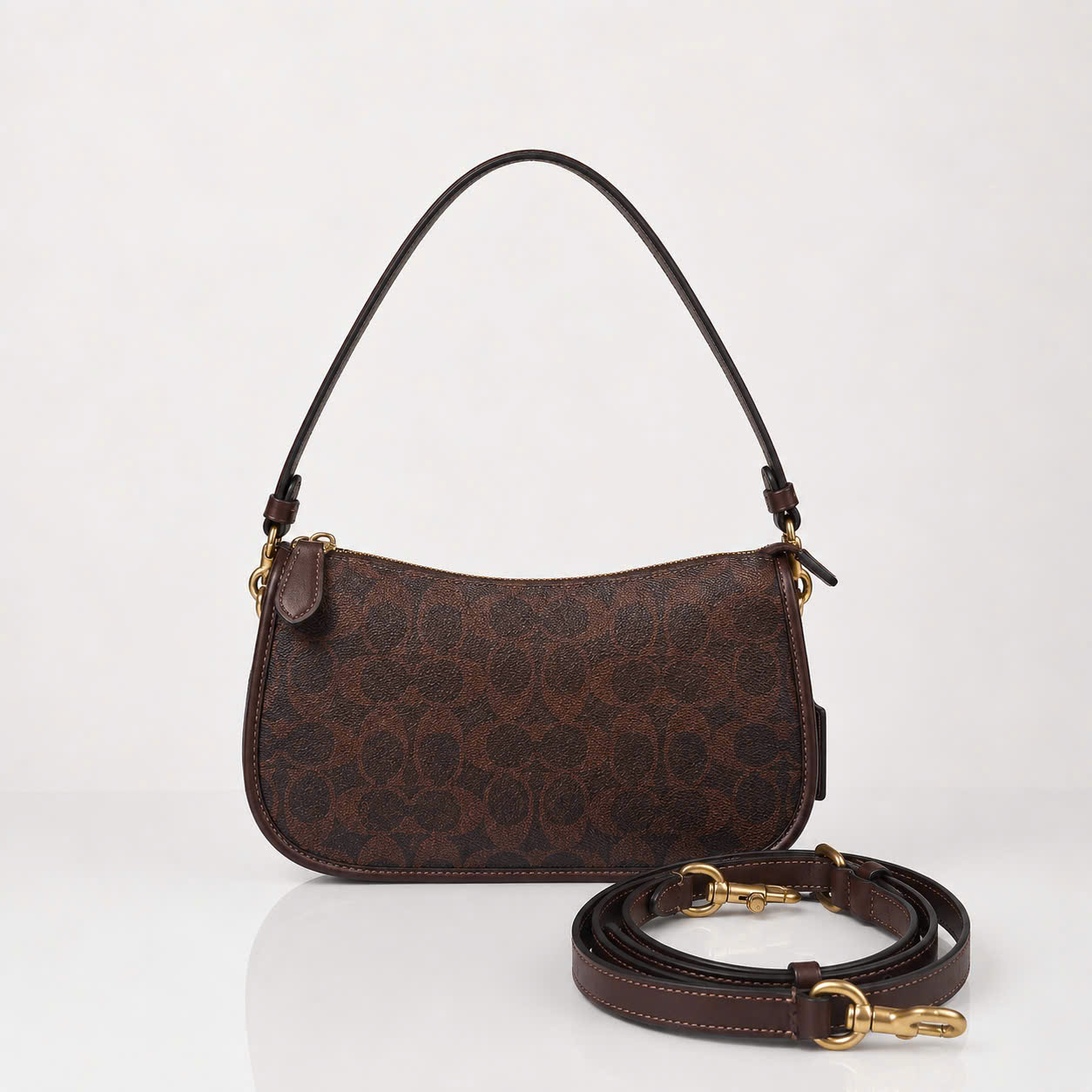 COACH SIGNATURE WAVERLY BAG - DARK BROWN