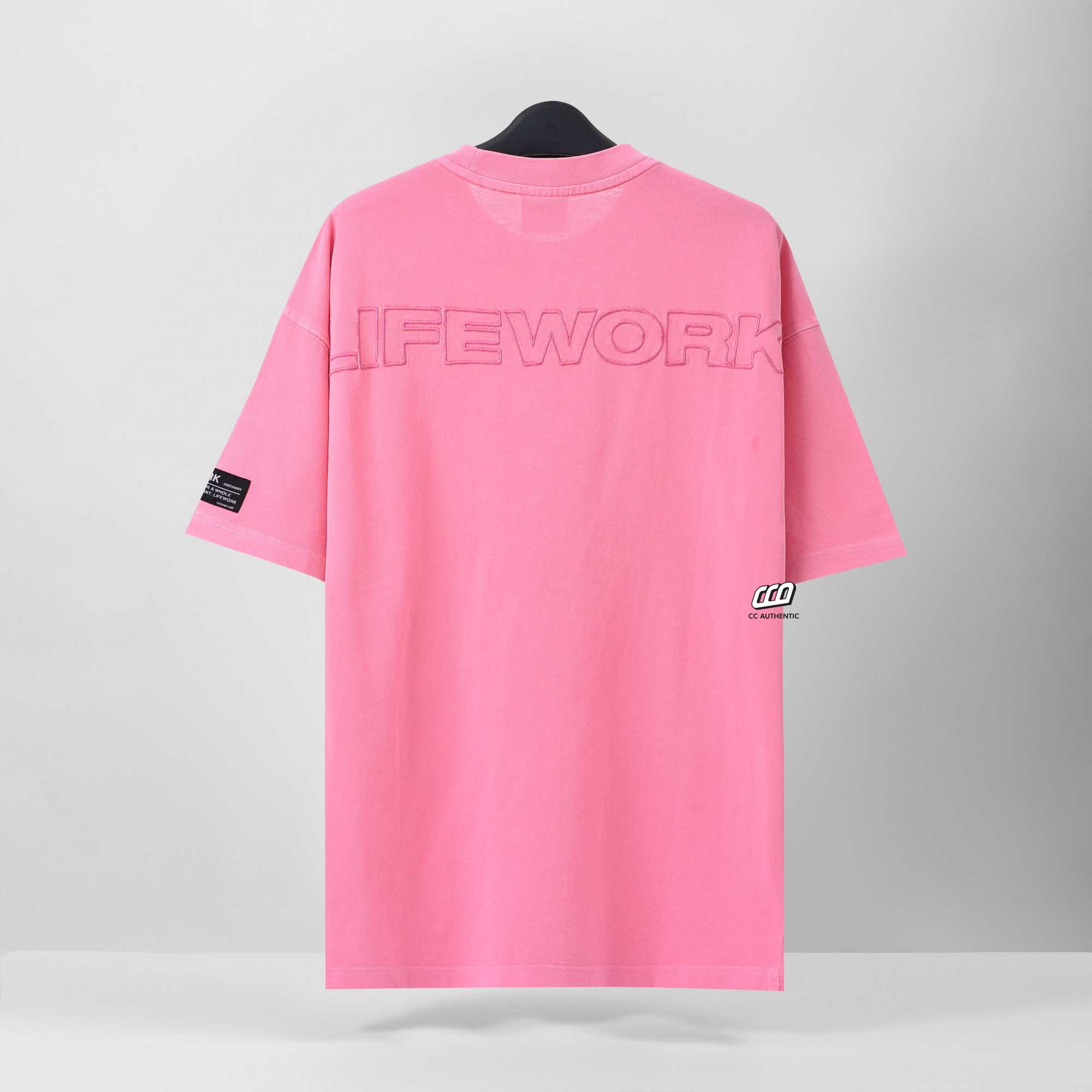 LIFEWORK PIGMENTED EMBROIDERED T-SHIRT - PINK