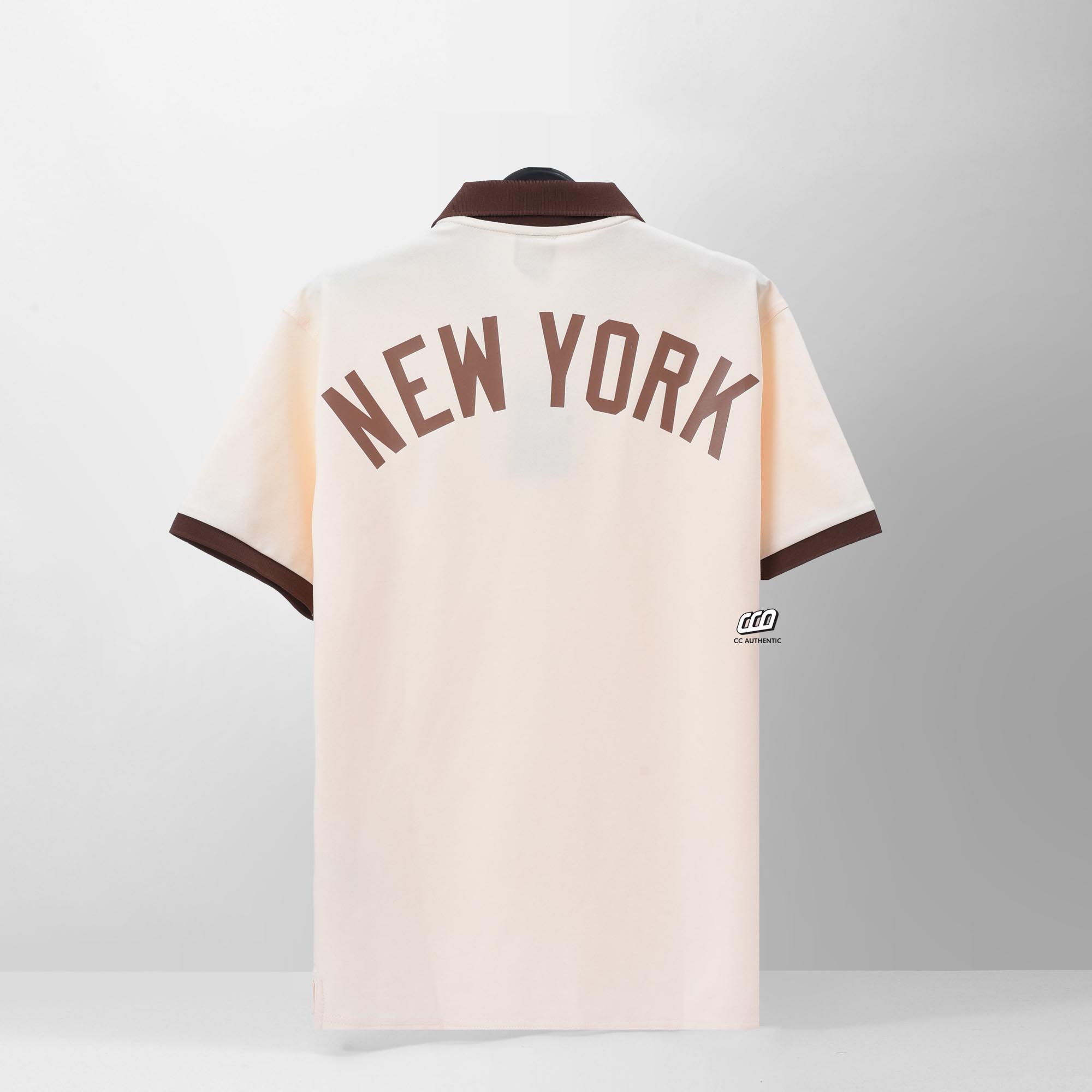 NEW ERA NY BACK LOGO POLO SHIRT - IVORY