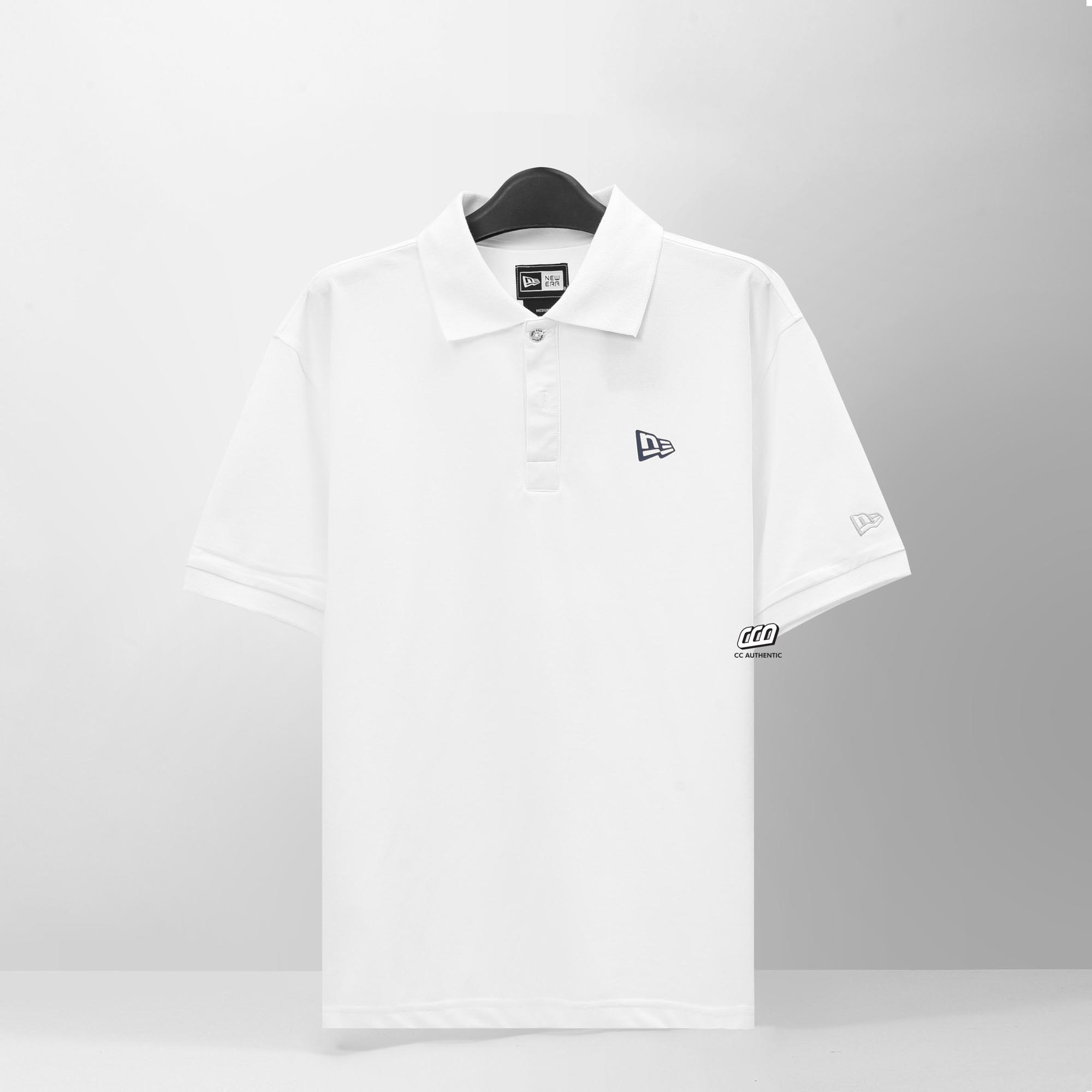 NEW ERA VERTICAL BANDANA POLO SHIRT - WHITE