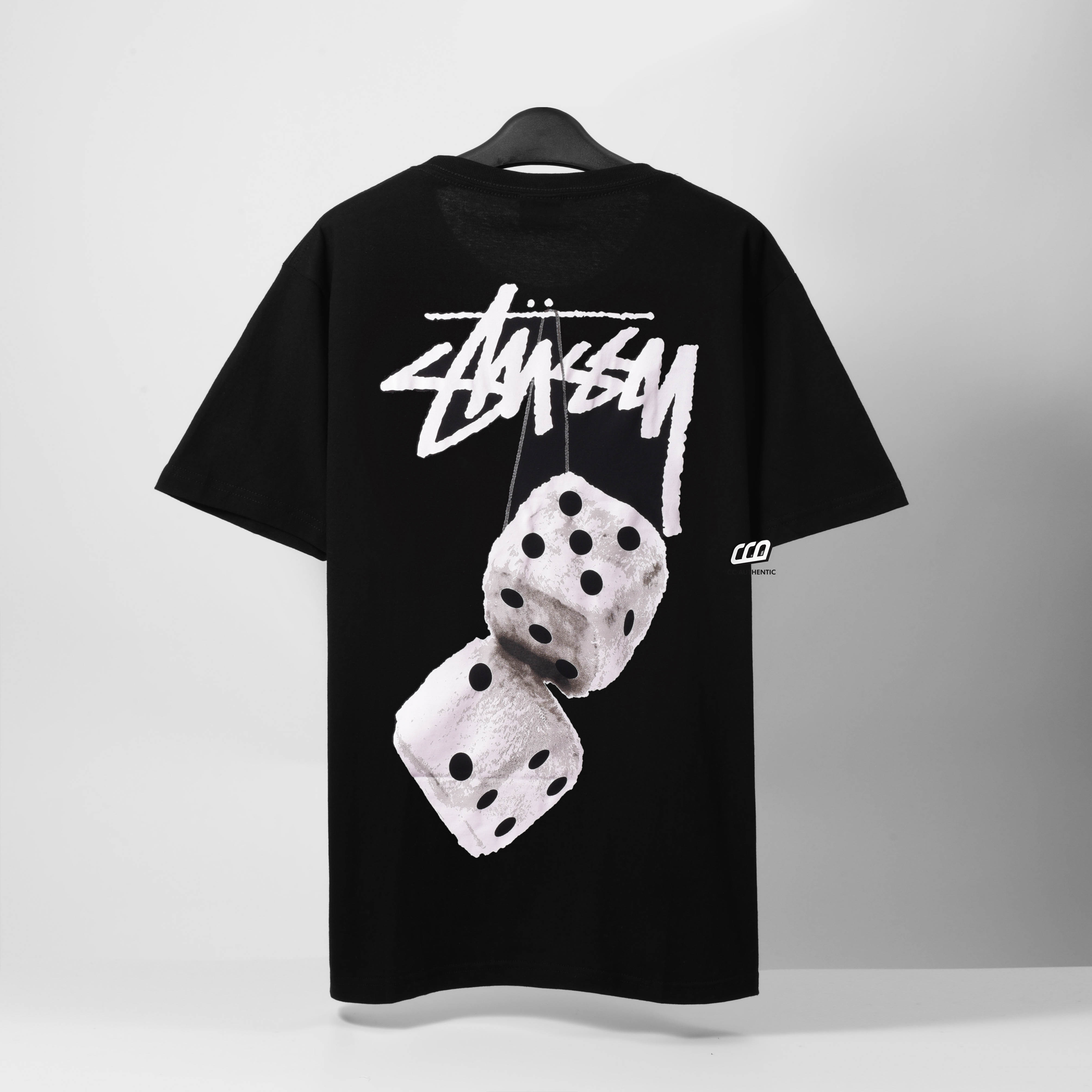 STUSSY FUZZY DICE T-SHIRT - BLACK