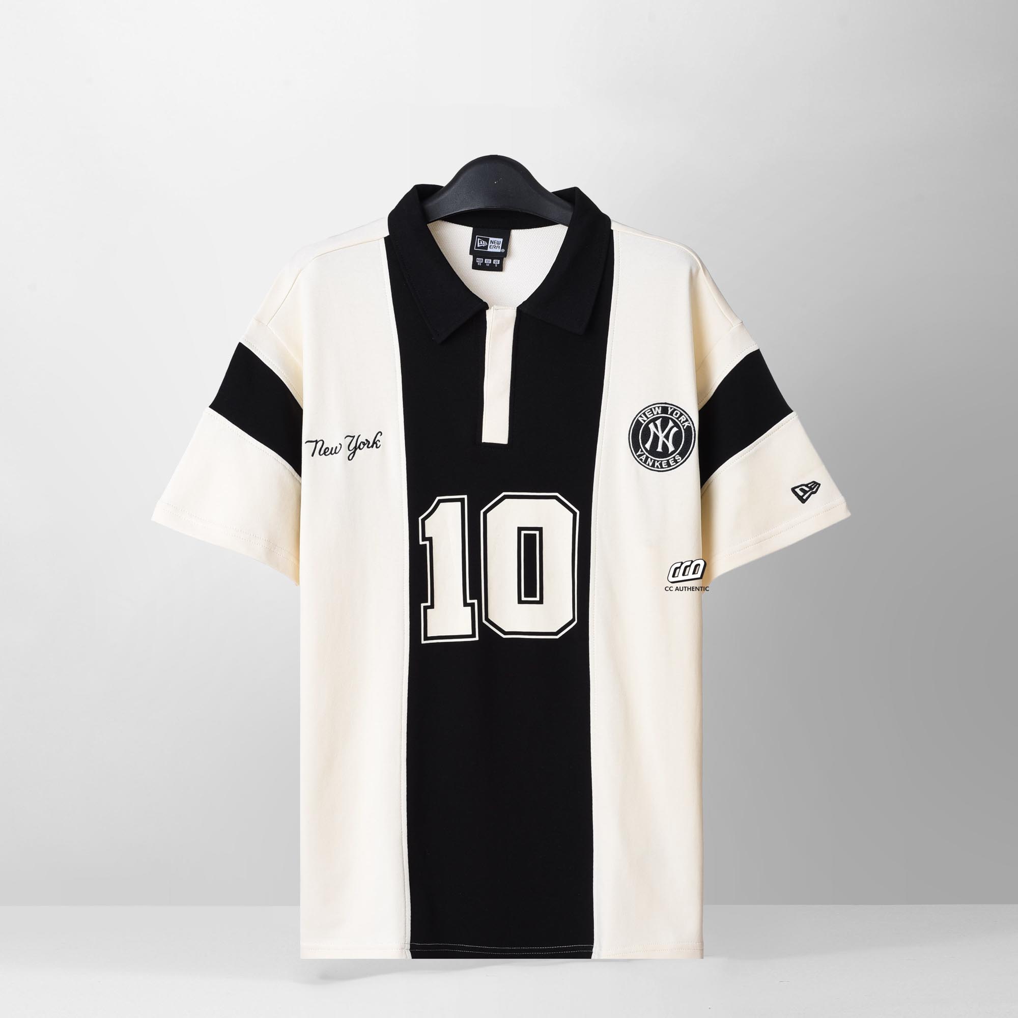 NEW ERA SPORT 10 POLO SHIRT - BLACK/IVORY