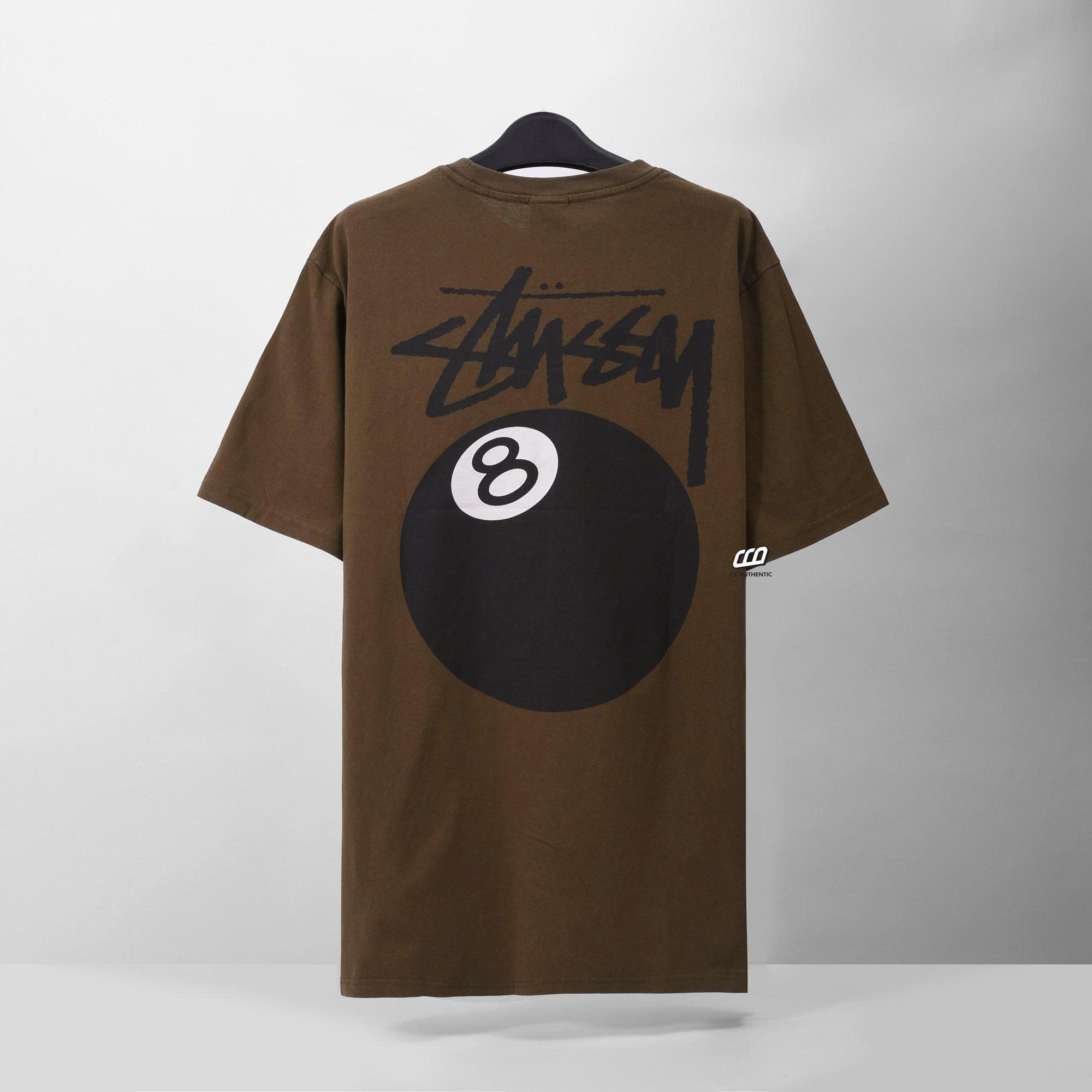 STUSSY 8BALL DYED T-SHIRT - BROWN