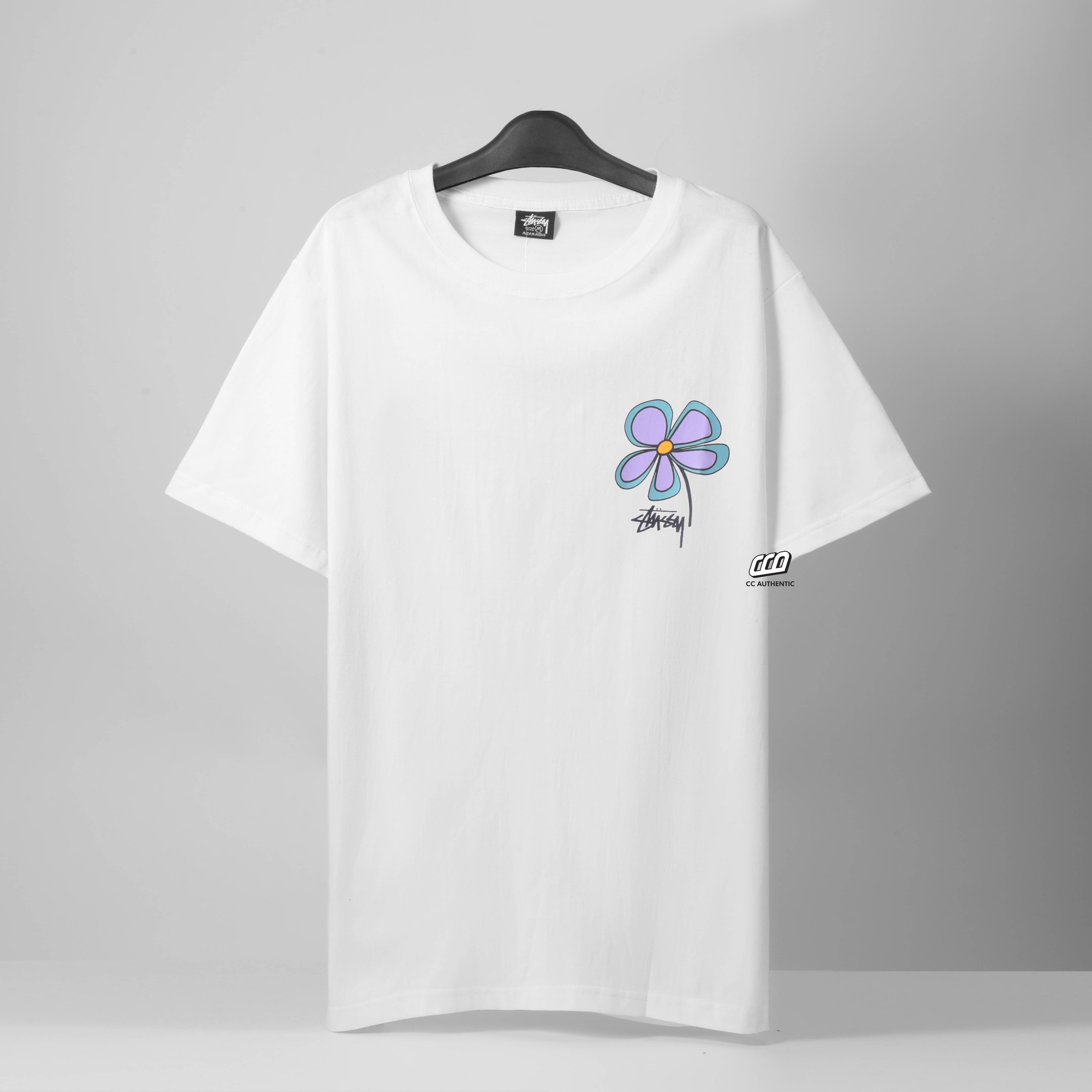 STUSSY FLOWER T-SHIRT - WHITE