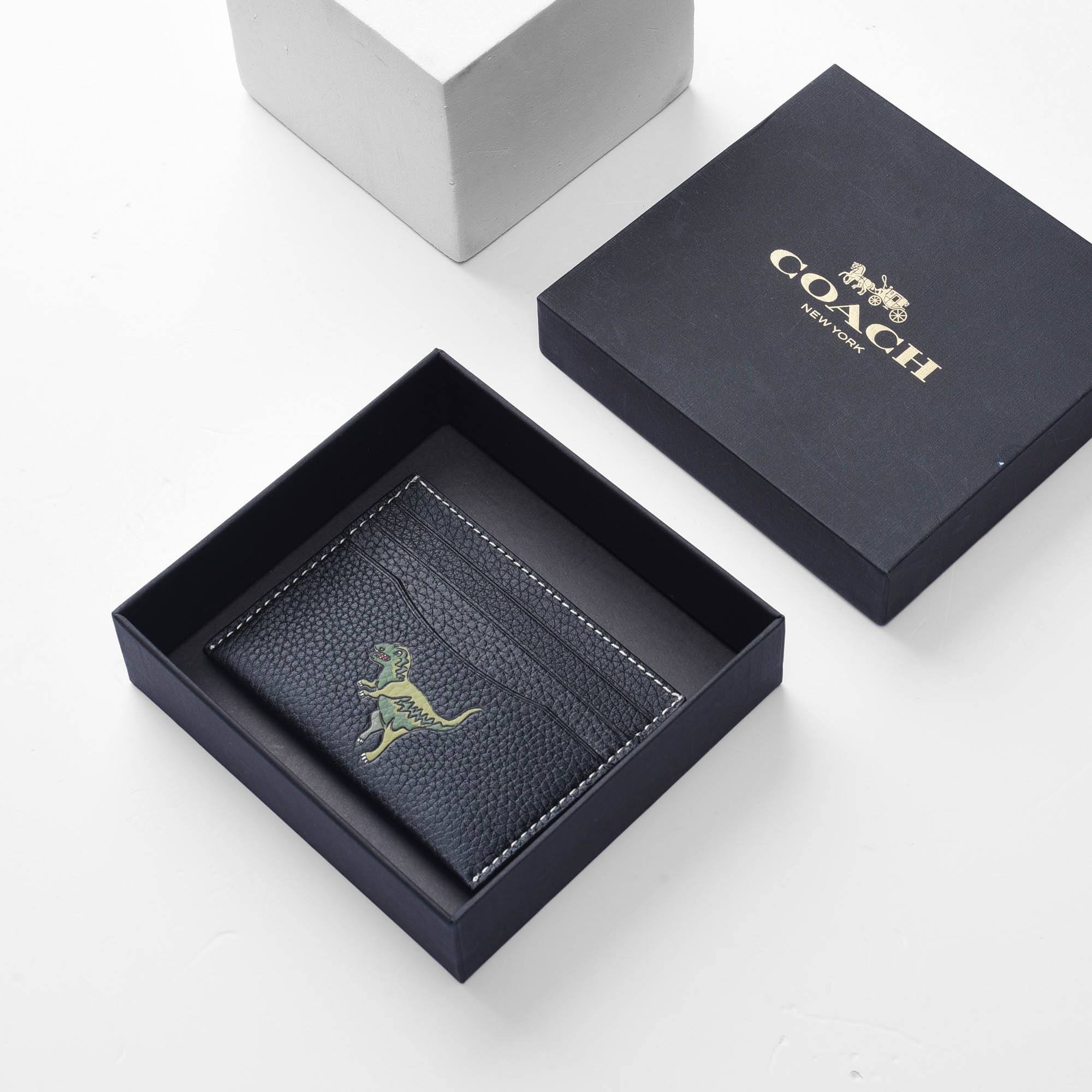 COACH T-REX SLIM ID CARD - BLACK