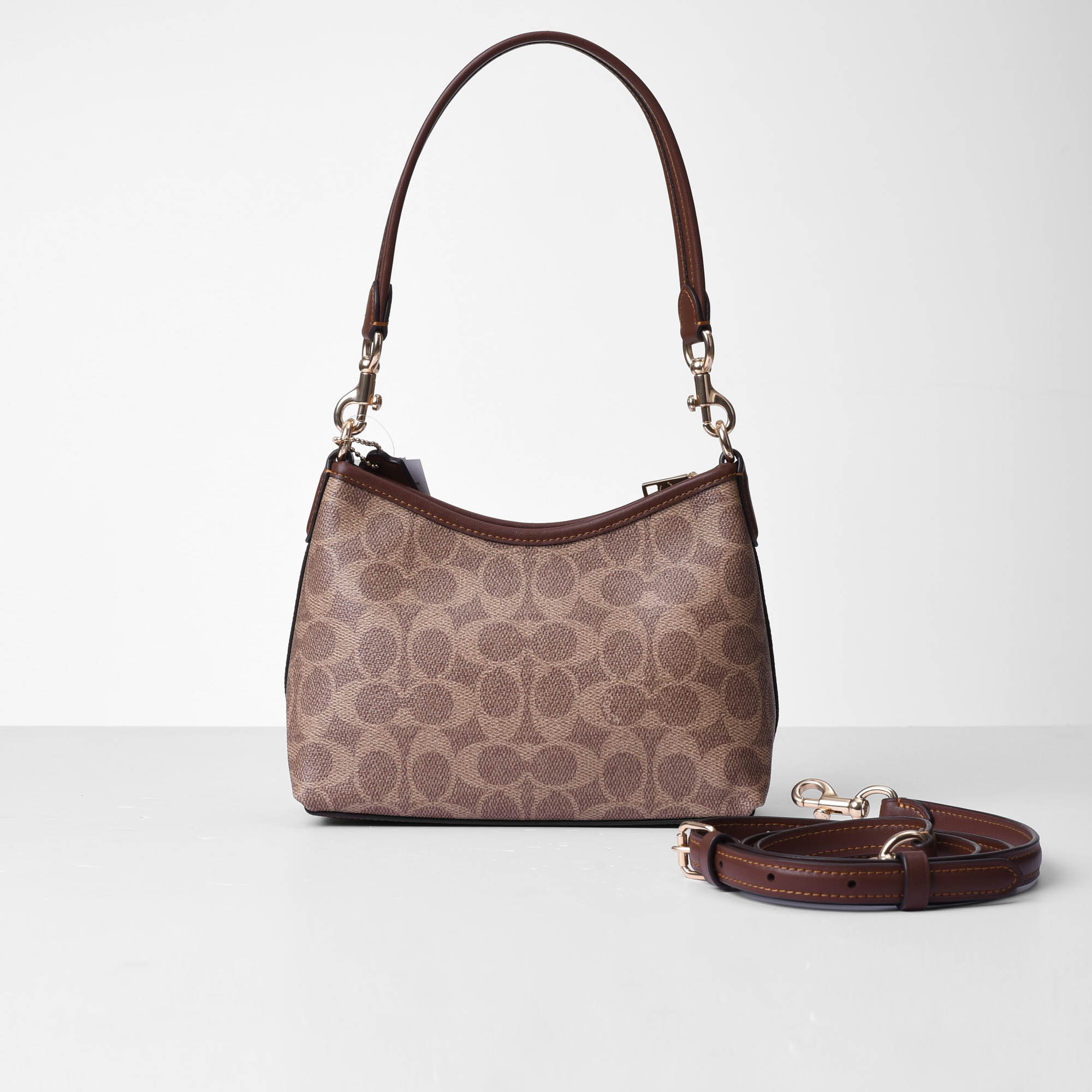 COACH SIGNATURE LAUREL MINI SHOULDER BAG - BROWN